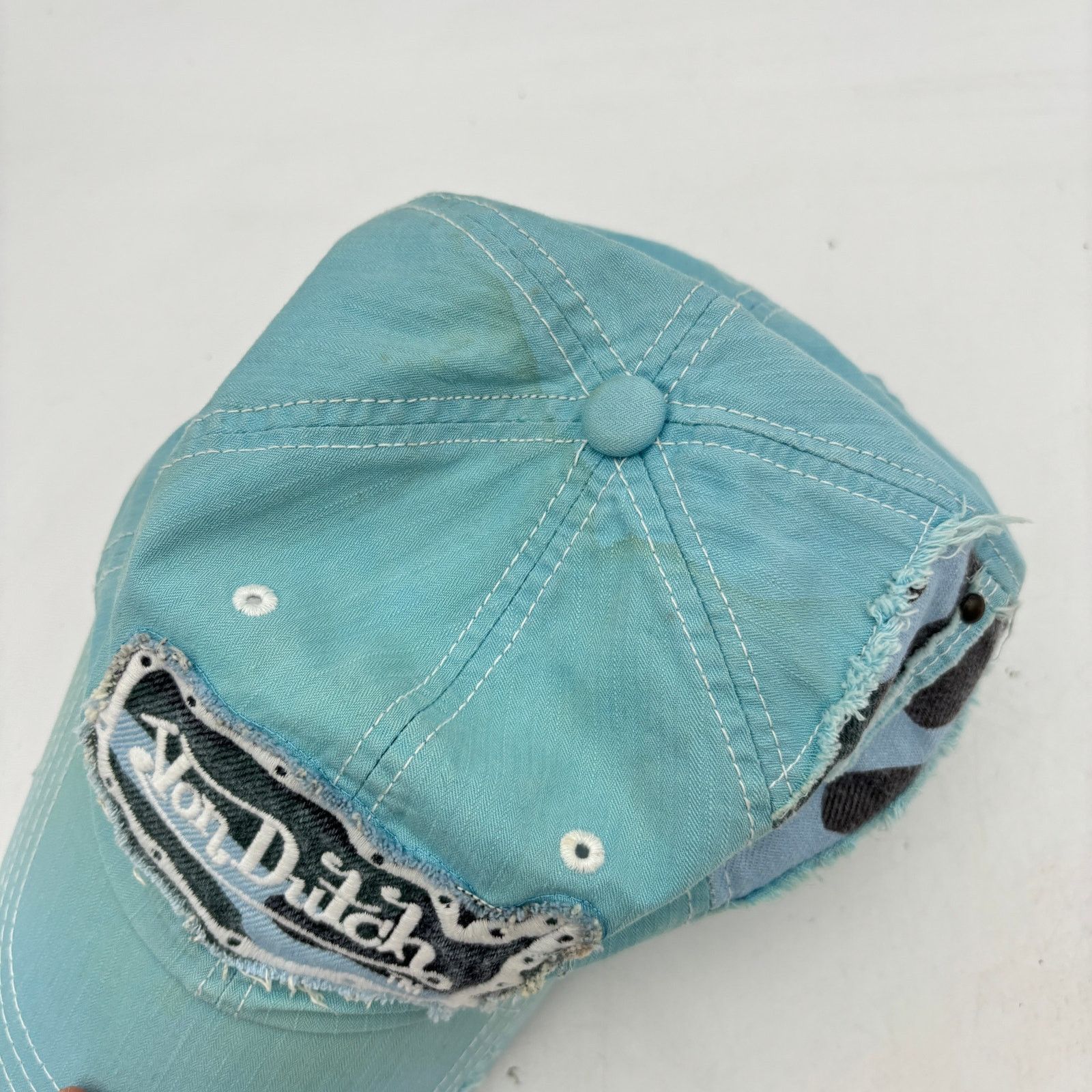Von Dutch Von Dutch Baby Blue Distressed Cap Y2k Adjustable Hat Size ONE SIZE - 12 Thumbnail
