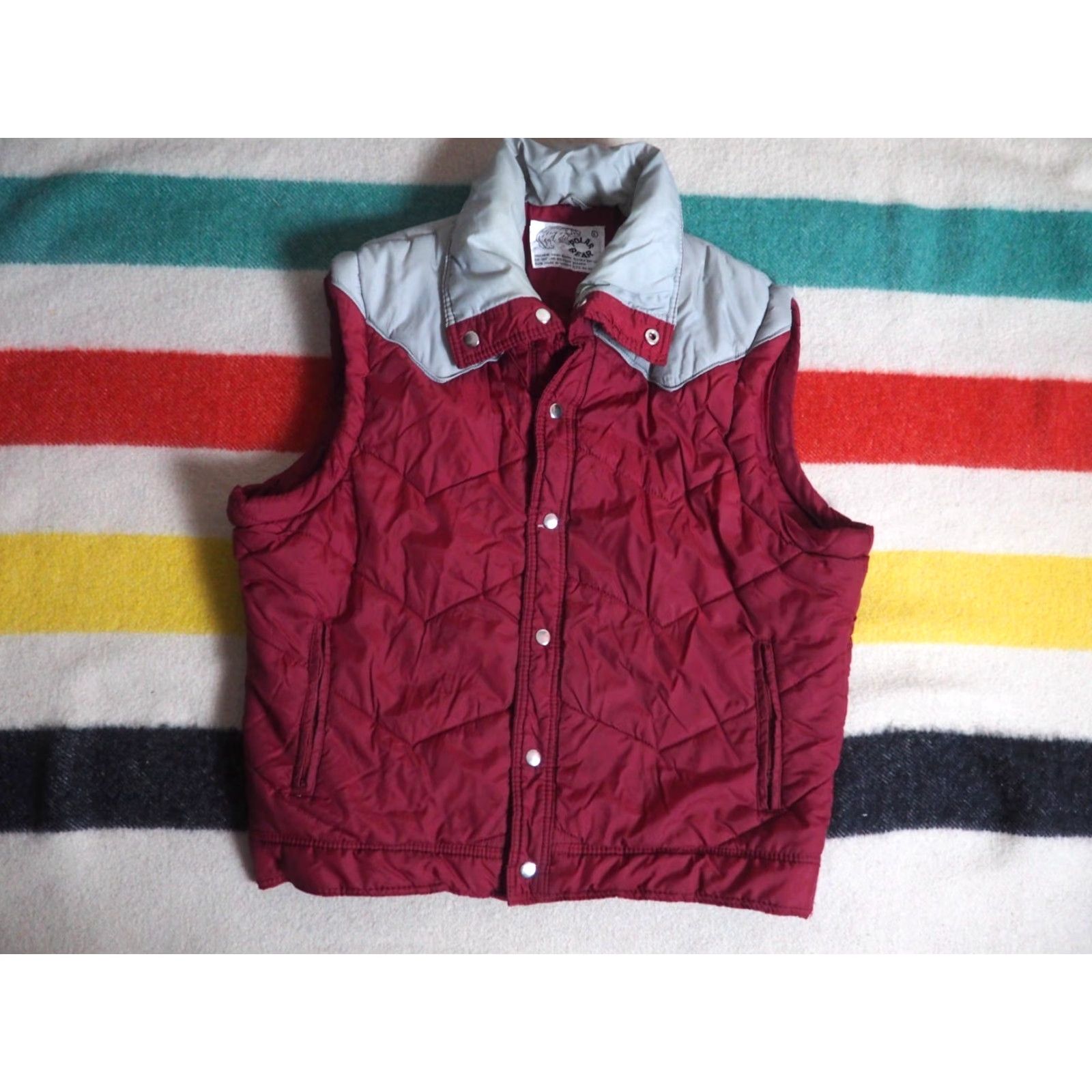 Vintage VINTAGE Polar Bear Vest L Men Red Snap Pocket Quilted 70s 80s Ski Puffer Bodywarmer Insulated Wool? Size US L / EU 52-54 / 3 - 2 Thumbnail