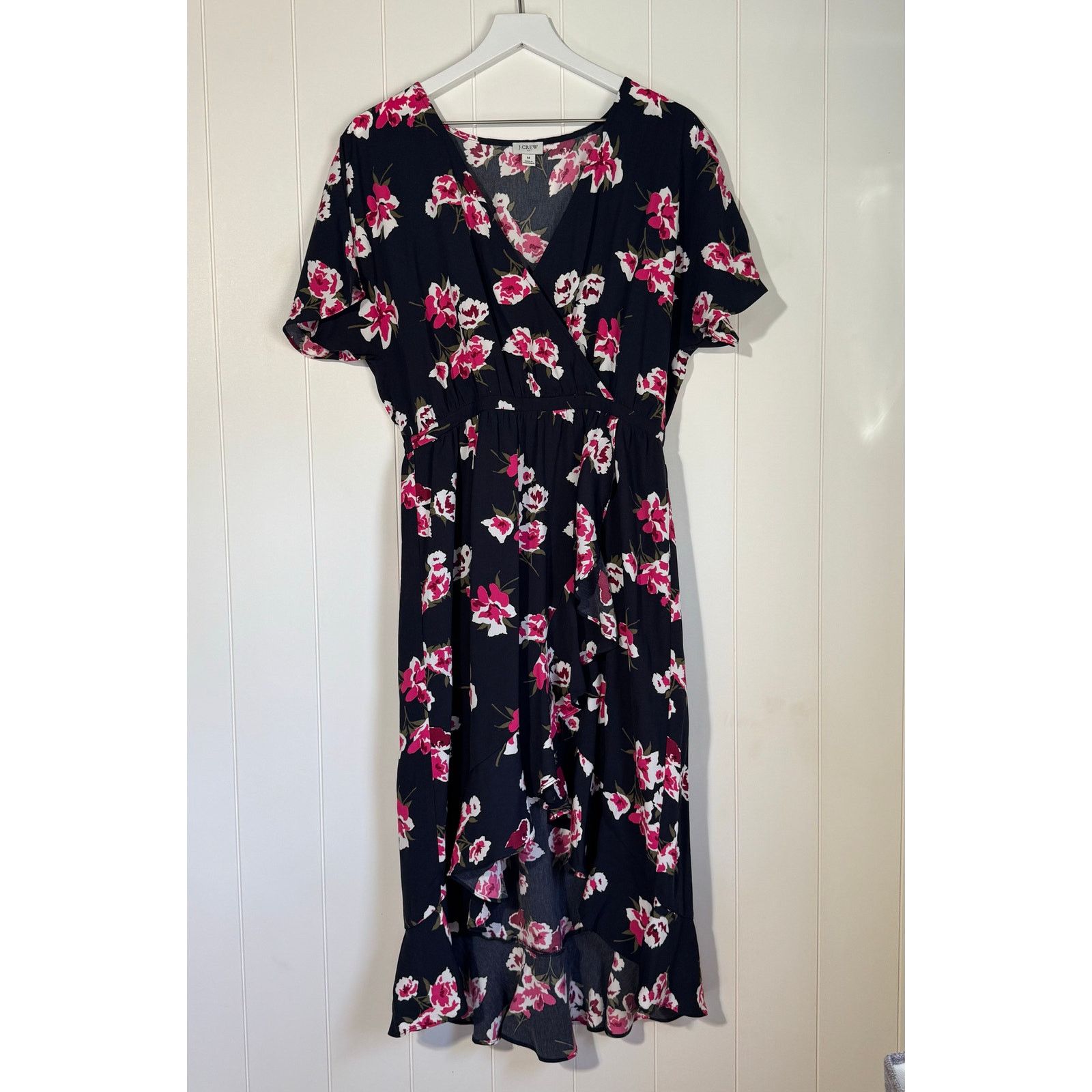 J.Crew J.Crew Floral Wrap Dress Blue Pink V-Neck Medium Size M / US 6-8 / IT 42-44 - 2 Thumbnail