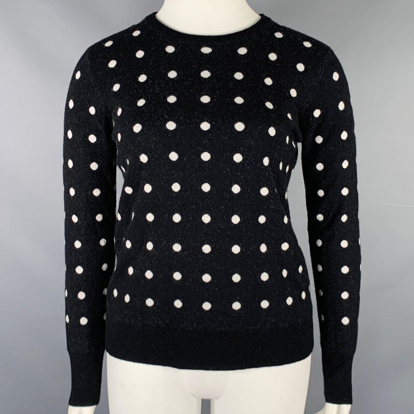 Equipment L Black White Wool Blend Polka Dot Crew Neck Pullover Size L / US 10 / IT 46 - 1 Thumbnail