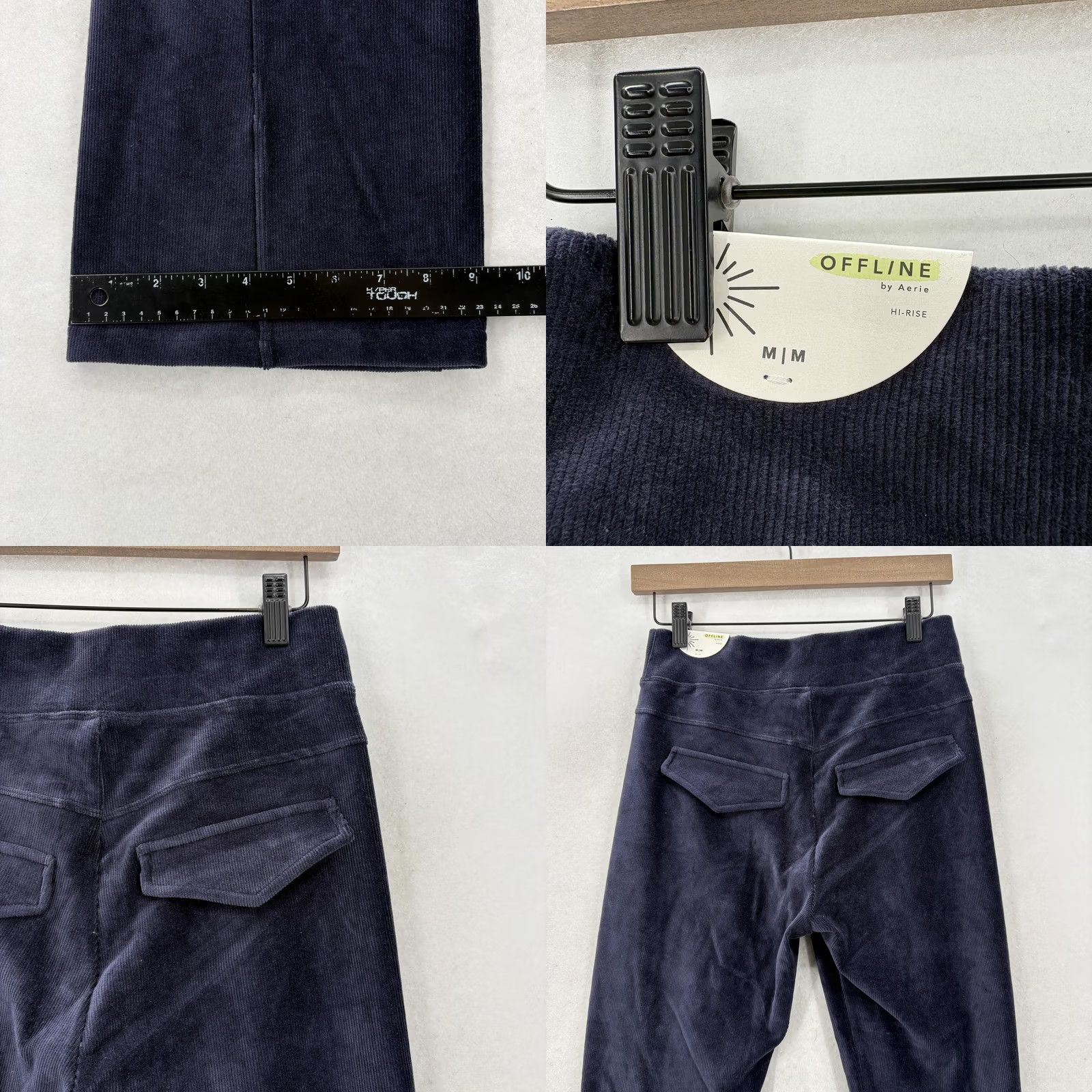 Vintage OFFLINE Aerie Bootcut Corduroy Leggings Womens M Blue Hi Rise Pockets Yoga NWT Size 32" / US 10 / IT 46 - 9 Thumbnail