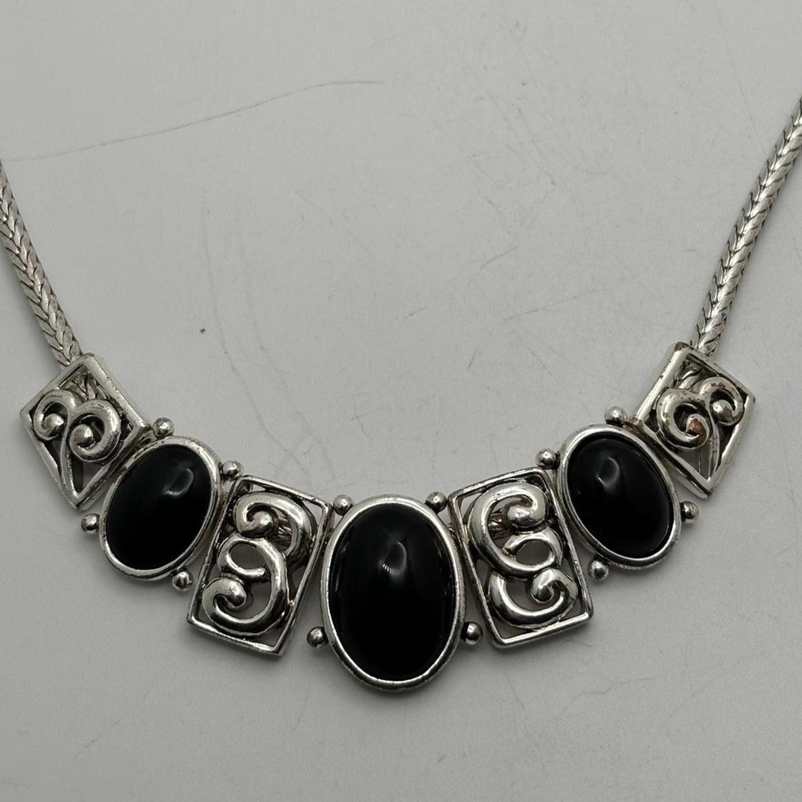 Other Vintage silver & black necklace Size ONE SIZE - 2 Thumbnail