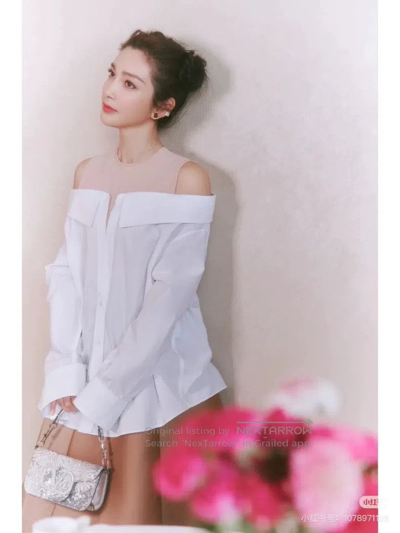 Valentino Valentino Color-blocked white off-the-shoulder shirt Size XS / US 0-2 / IT 36-38 - 7 Thumbnail
