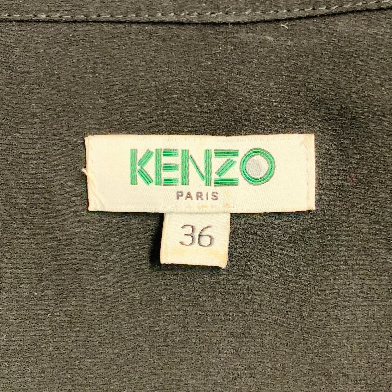 Kenzo 4 Black Polyester Long Sleeve Knee Length V-Neck Shirt Dress Size XS / US 0-2 / IT 36-38 - 6 Thumbnail