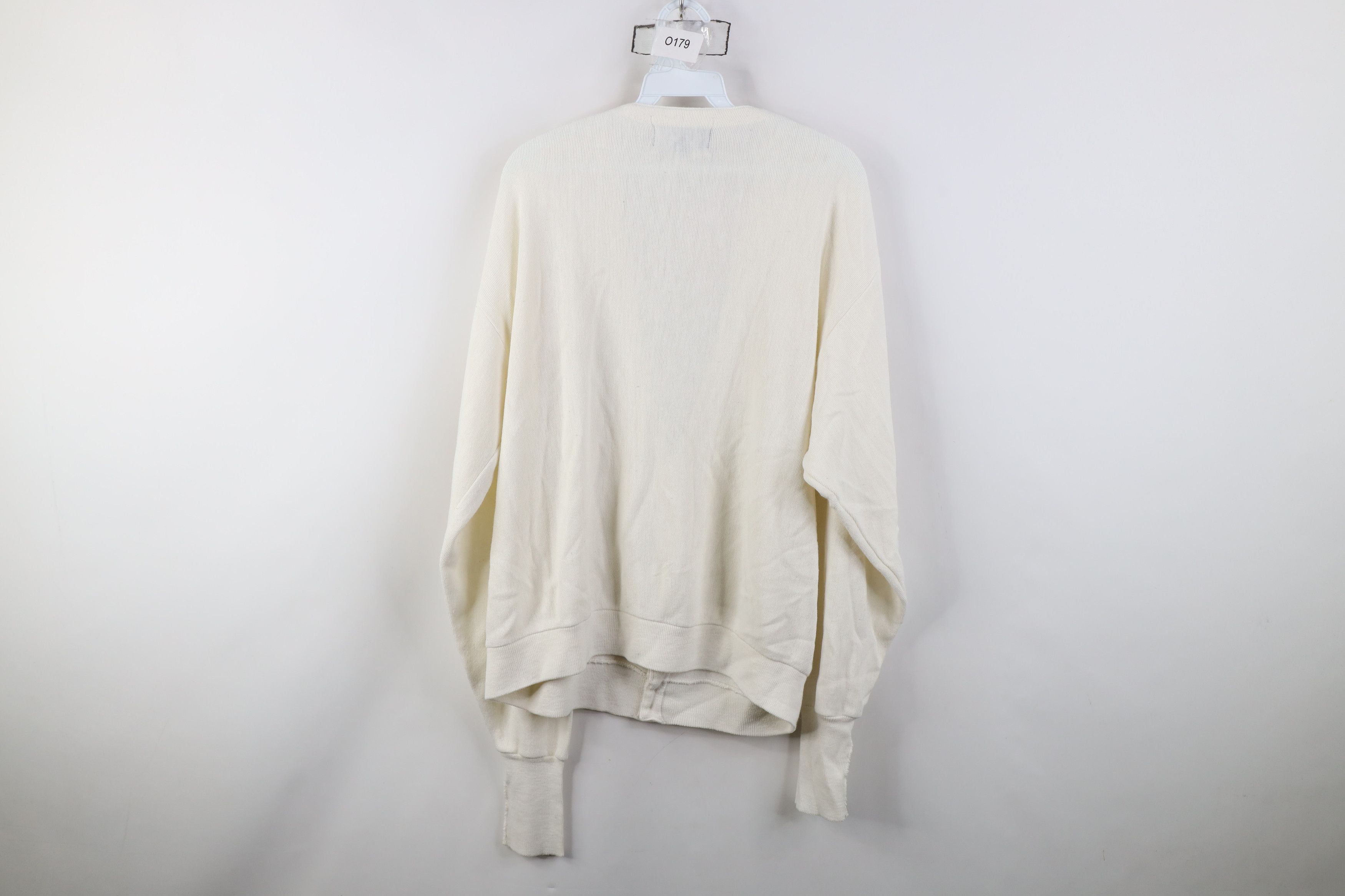 Vintage Vintage 70s Streetwear Blank Knit Cardigan Sweater Cream USA Size US XL / EU 56 / 4 - 8 Thumbnail