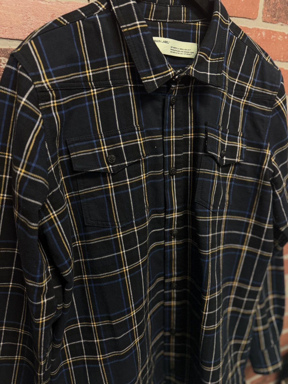 Off-White Off White Flannel Size XL Button Up Blue Yellow Size US XL / EU 56 / 4 - 7 Thumbnail