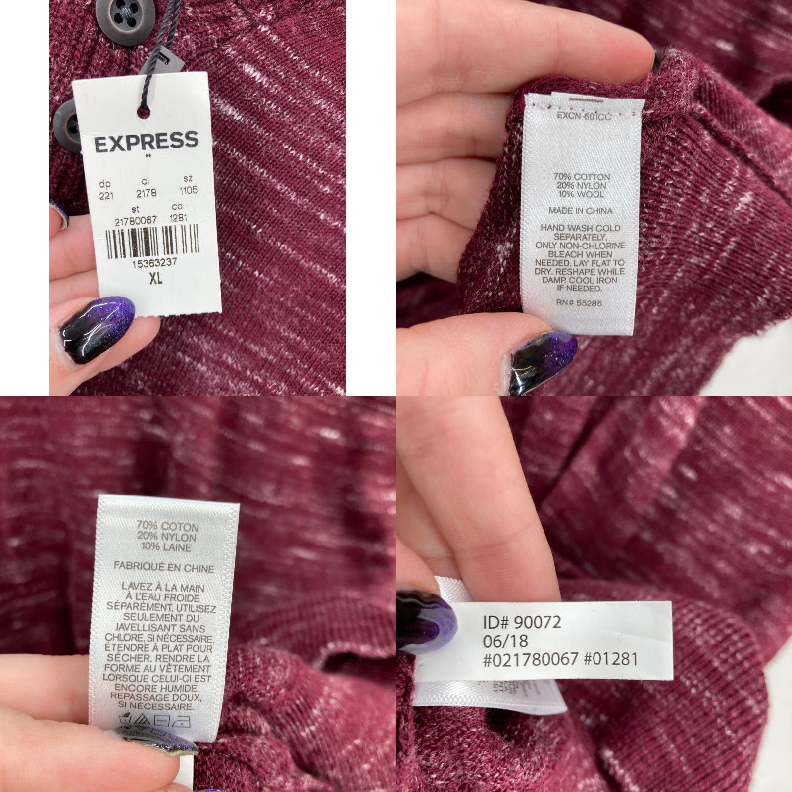 Express **Express Mens XL Heathered Maroon Red Wool Blend Henley Sweater NWT** User: Express Mens XL Heathered Maroon Red Wool Blend Henley Sweater NWT Size US XL / EU 56 / 4 - 8 Thumbnail