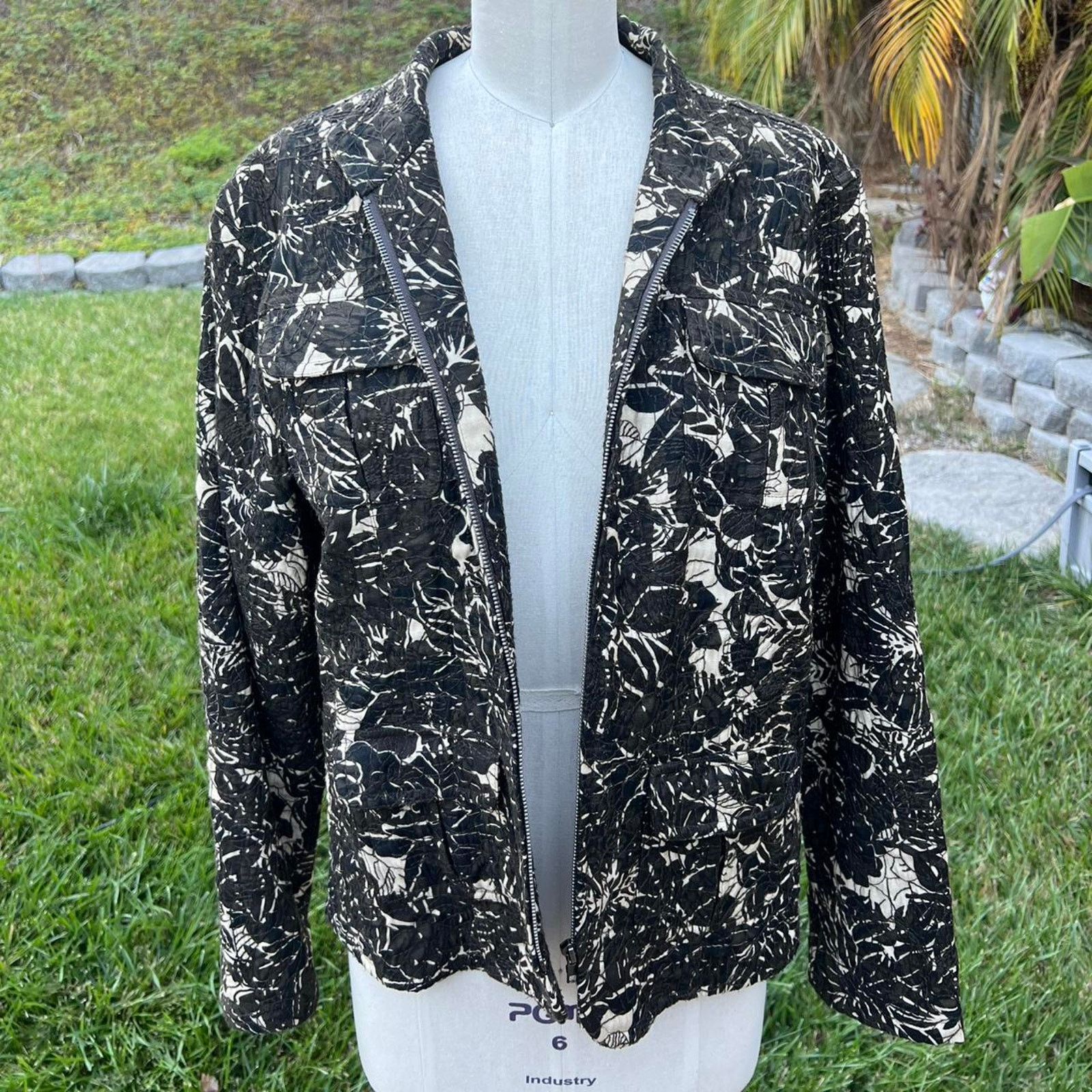 Chicos Chico's Black/White Floral Jacket Size XL / US 12-14 / IT 48-50 - 3 Thumbnail