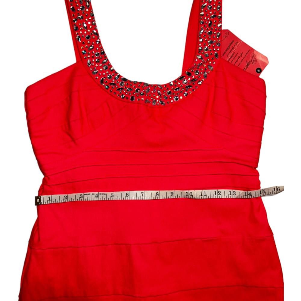 Designer NWT Hot Pink Bodycon Mini Dress W Rhinestones Size 13 Size M / US 6-8 / IT 42-44 - 6 Thumbnail