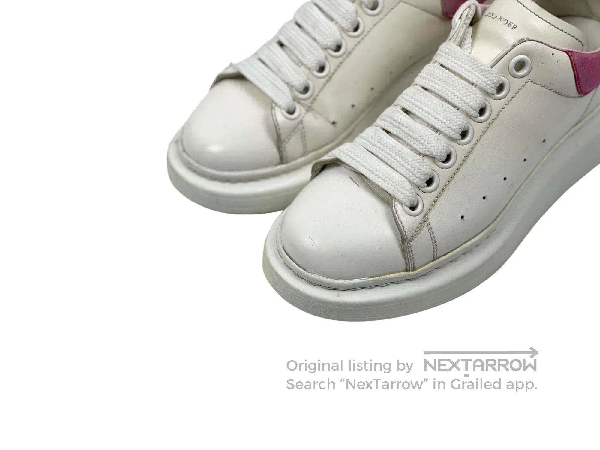 Alexander McQueen ALEXANDER MCQUEEN Pink Tail Thick Sole Casual White Shoes Size US 7 / IT 37 - 2 Thumbnail
