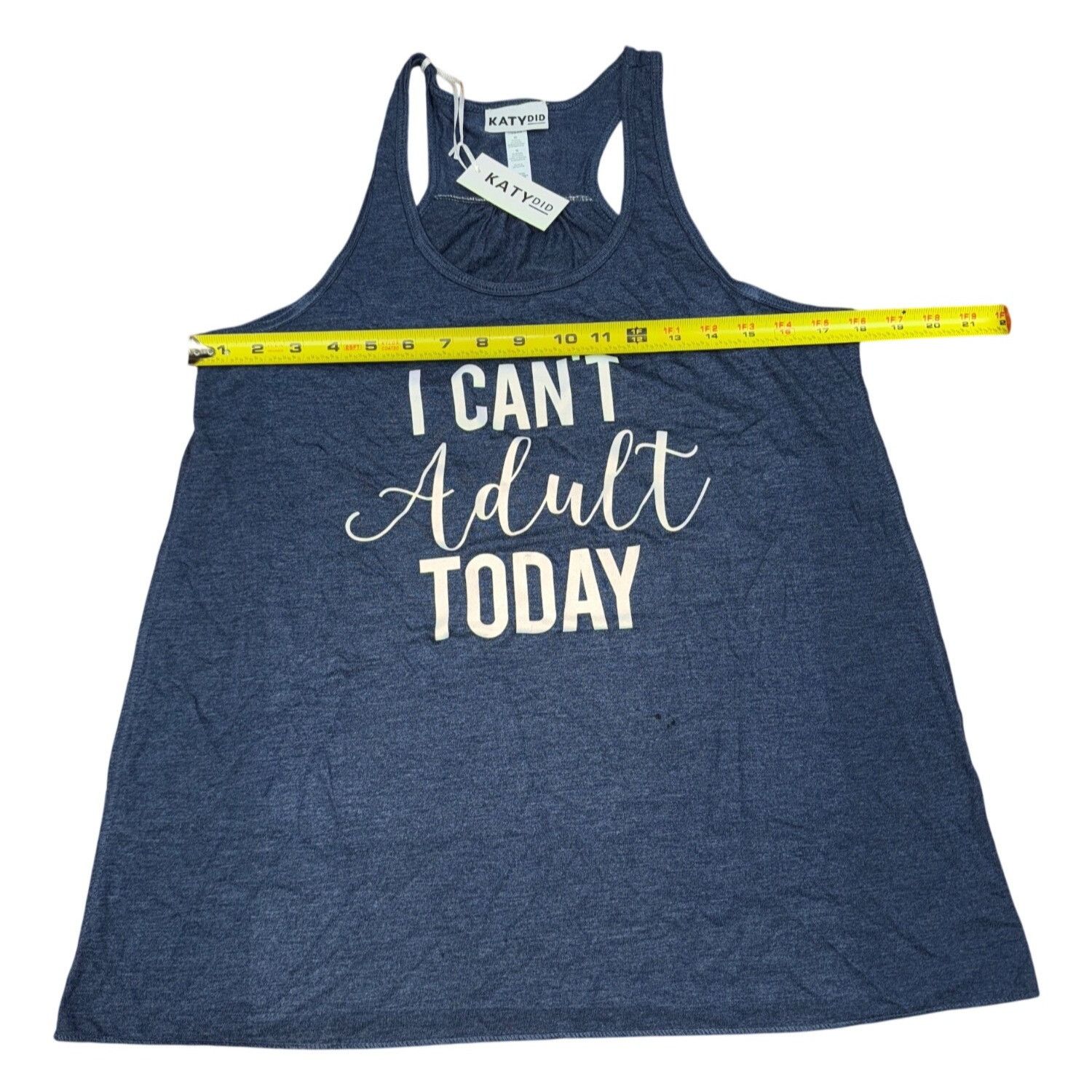 Other KatyDid Womens Racerback Tank Top "I Cant Adult Today" Heath Size M / US 6-8 / IT 42-44 - 3 Thumbnail