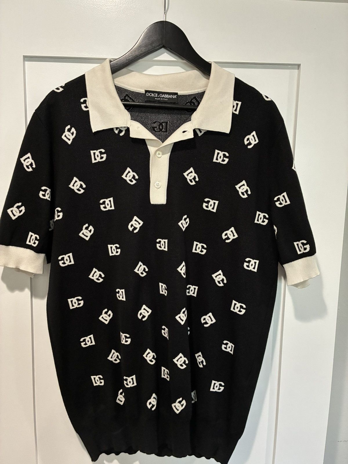 Dolce & Gabbana Dolce & Gabbana Monogram Knitted Polo Size US L / EU 52-54 / 3 - 1 Thumbnail