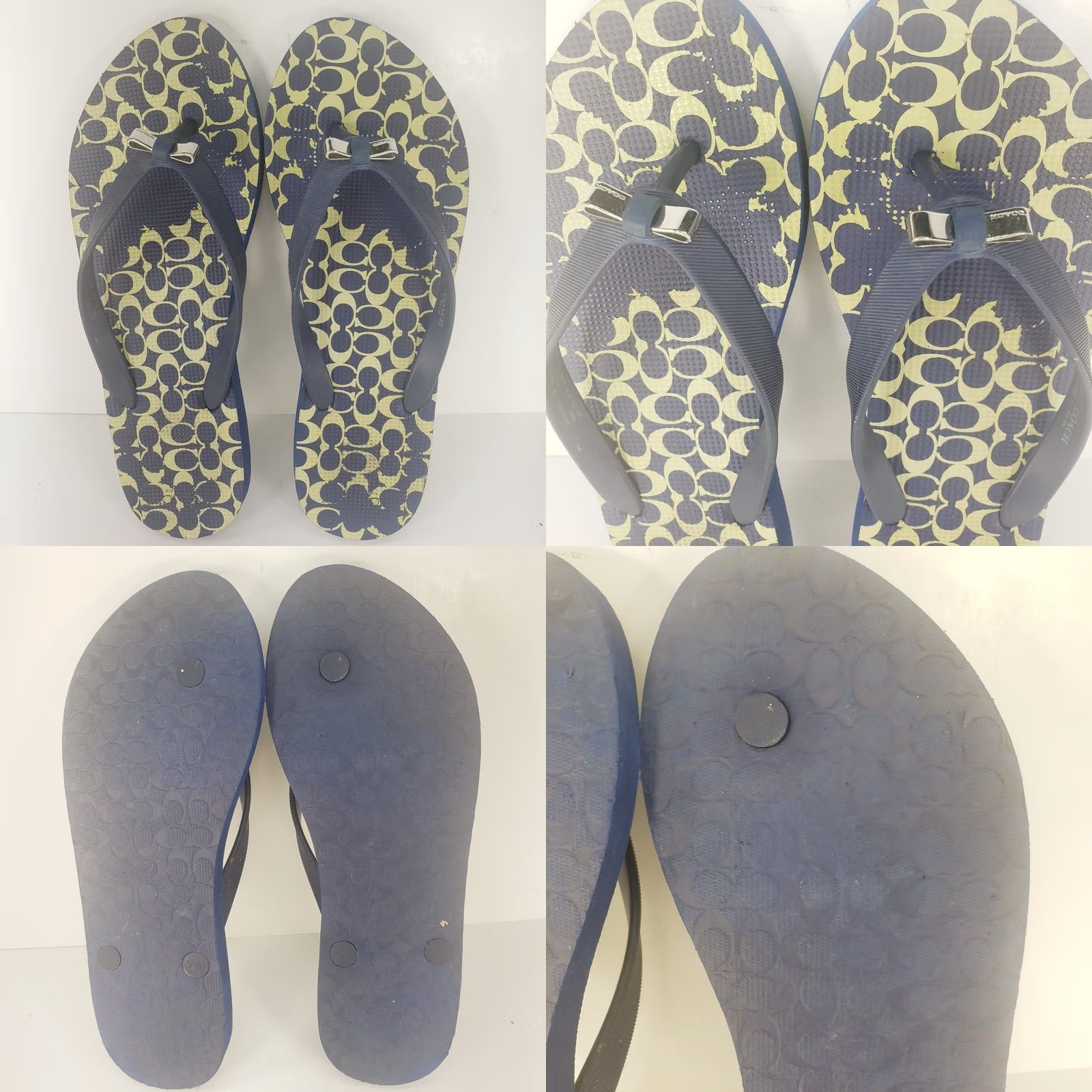 Coach Coach Amel Sig C Flip-Flop Sandals Navy Blue Women SZ 9-10 B Logo Bow Sandals Vintage No Size US 7 / IT 37 - 8 Thumbnail