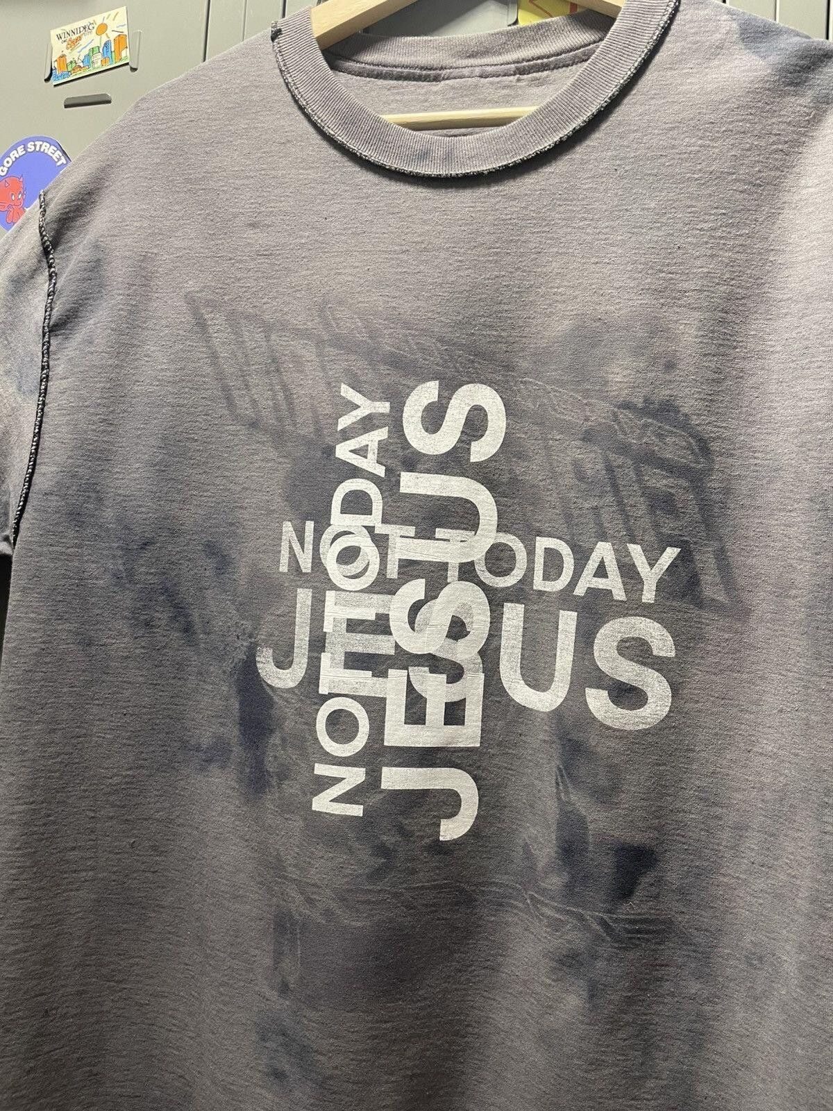 Vintage NOT TODAY JESUS double print inside out 90s AAA graphic tee Size US L / EU 52-54 / 3 - 2 Thumbnail