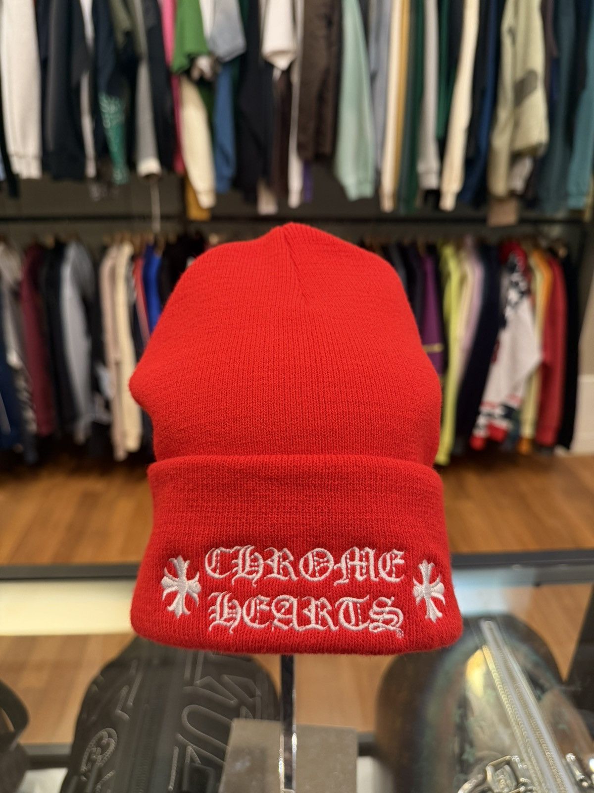 Chrome Hearts Chrome Hearts Logo Embroidered Beanie - Red Size ONE SIZE - 1 Thumbnail