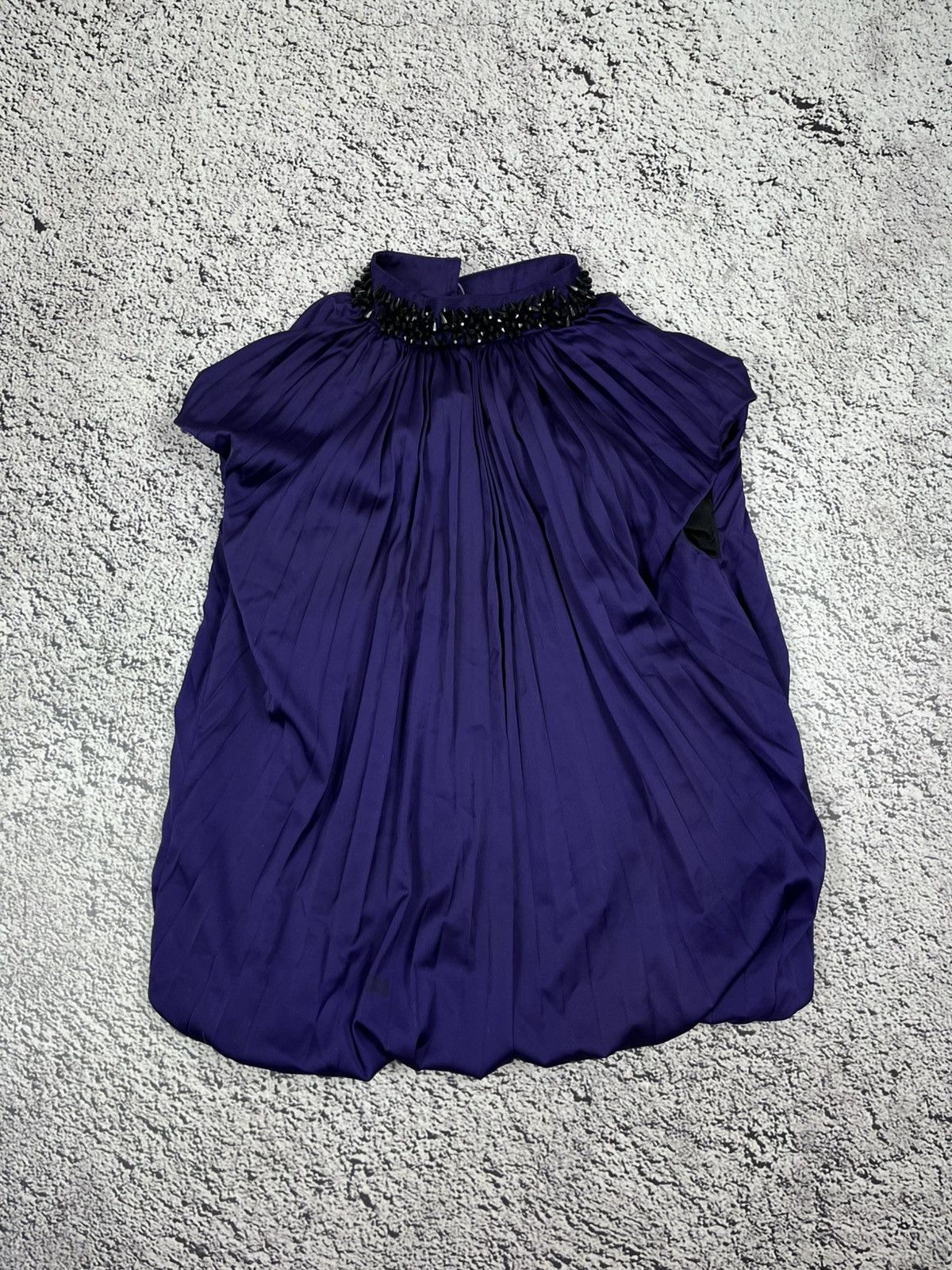Roberto Cavalli Roberto Cavalli Purple Pleated Silk Top Crystal Collar Size S / US 4 / IT 40 - 2 Thumbnail