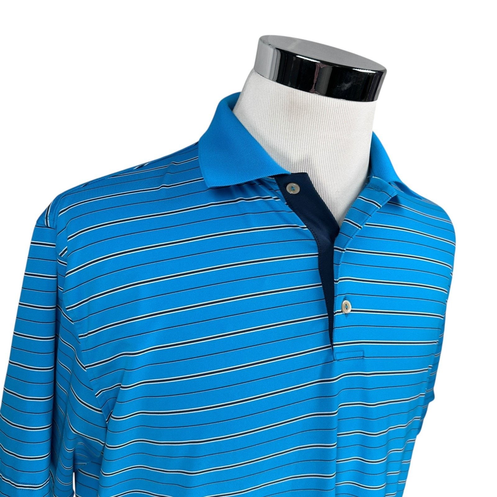 Peter Millar Peter Millar Summer Polo Shirt Men Large Blue Striped Golf Size US L / EU 52-54 / 3 - 2 Thumbnail