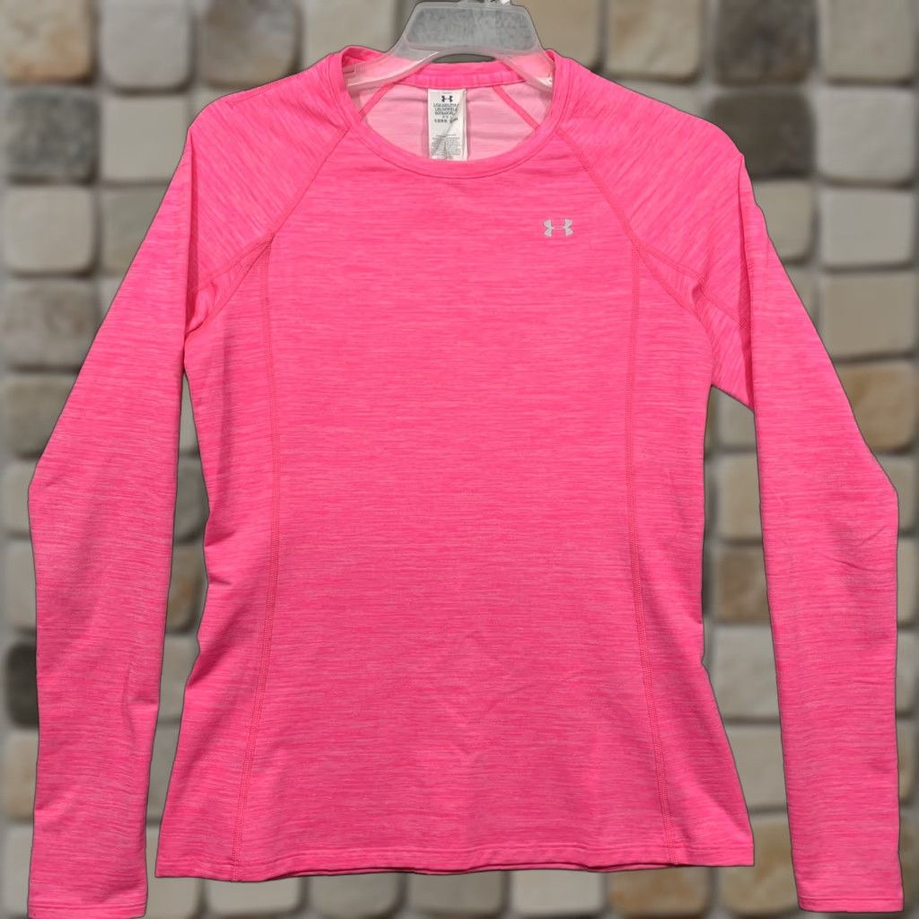 Under Armour Under Armour Women's M HeatGear Athletic Top Crew Neck Long Sleeve Thumb Holes Heather Pink, Regular Fit, Pullover, Logo, Running & Walking, Pre-Owned Size M / US 6-8 / IT 42-44 - 1 Thumbnail