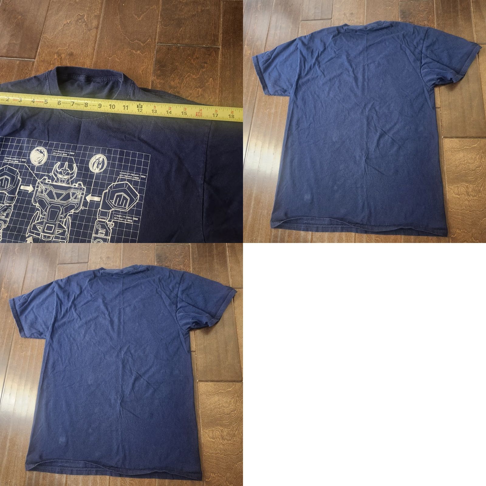 Vintage Power Rangers Megazord Blueprint Shirt Mens M Navy Graphic Tee Size US M / EU 48-50 / 2 - 9 Thumbnail