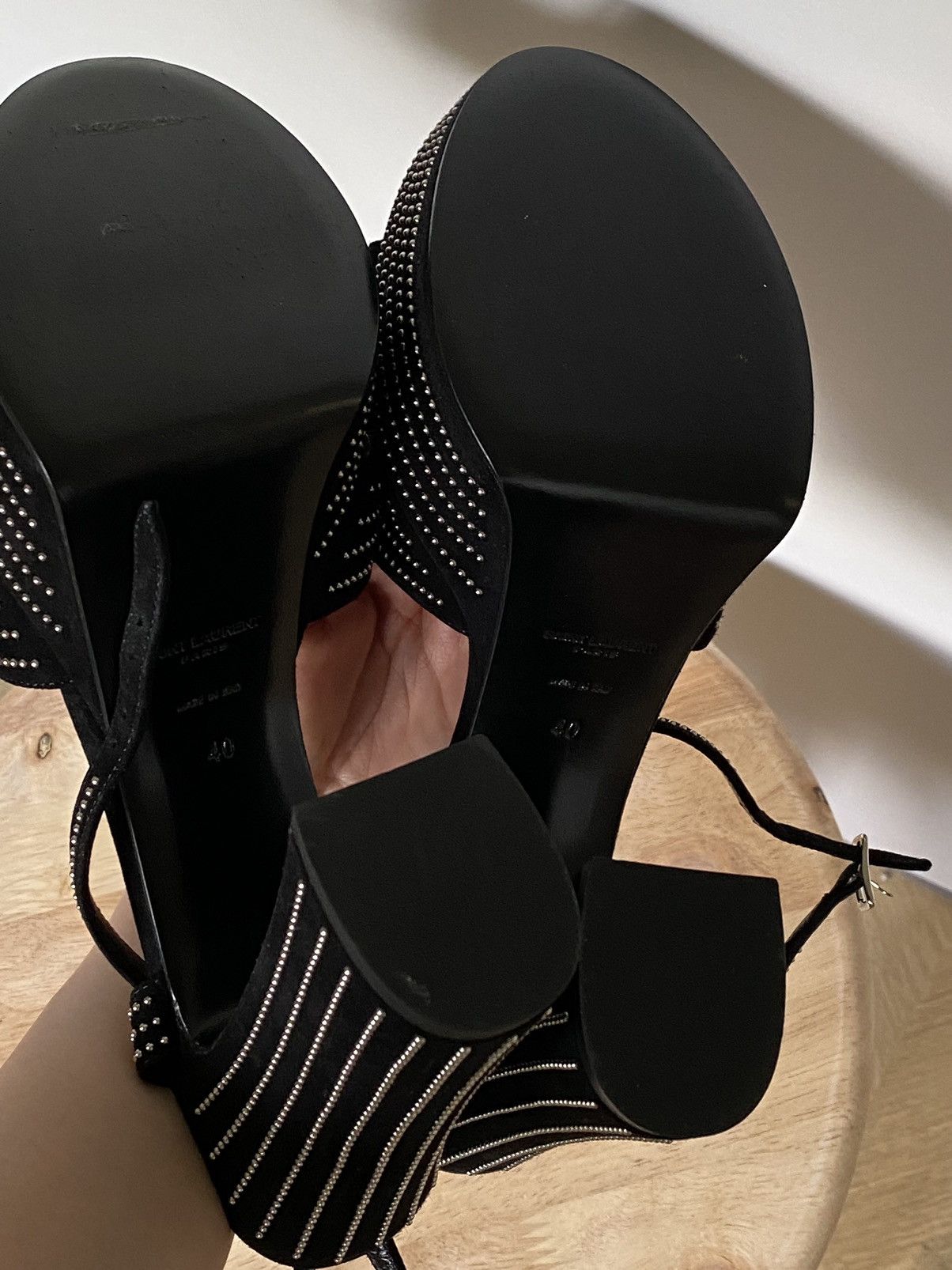 Saint Laurent Paris Saint Laurent Suede Studded Candy 80 Platform Sandals Black Size US 9 / IT 39 - 7 Thumbnail