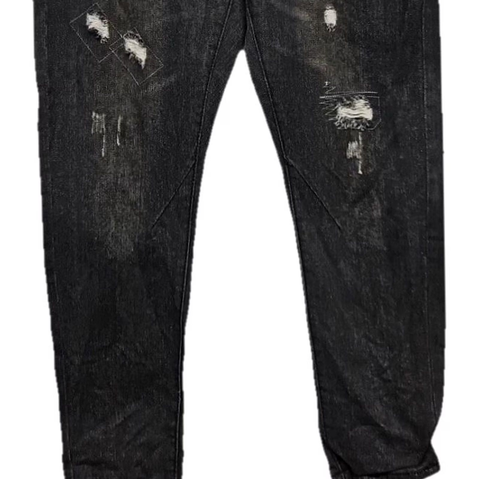 Denime VINTAGE Y2K Black Distressed Denim Jeans Size XXL Straight Leg Grunge Streetwear Women Size 24" / US 00 / IT 34 - 3 Thumbnail