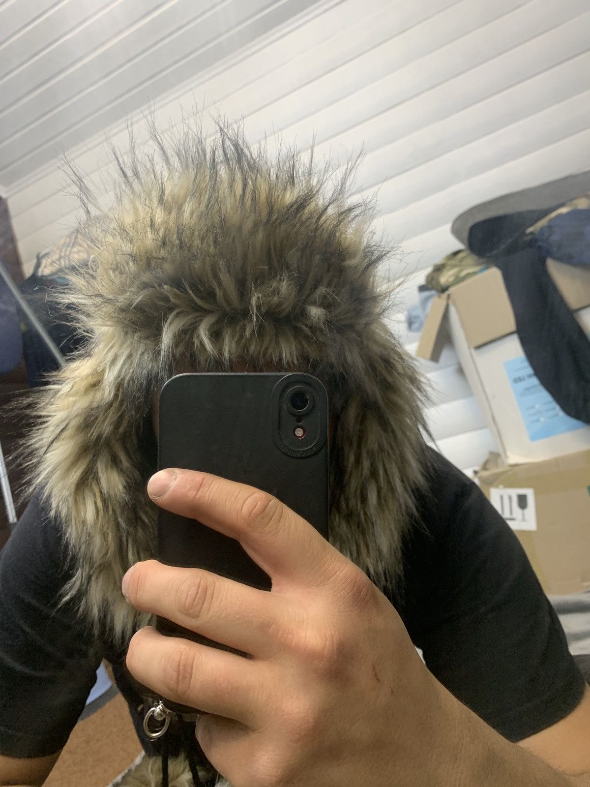 Hysteric Glamour × Vintage Vintage Y2K Japanese brand Ushanka opium black fur Curly Size ONE SIZE - 6 Thumbnail