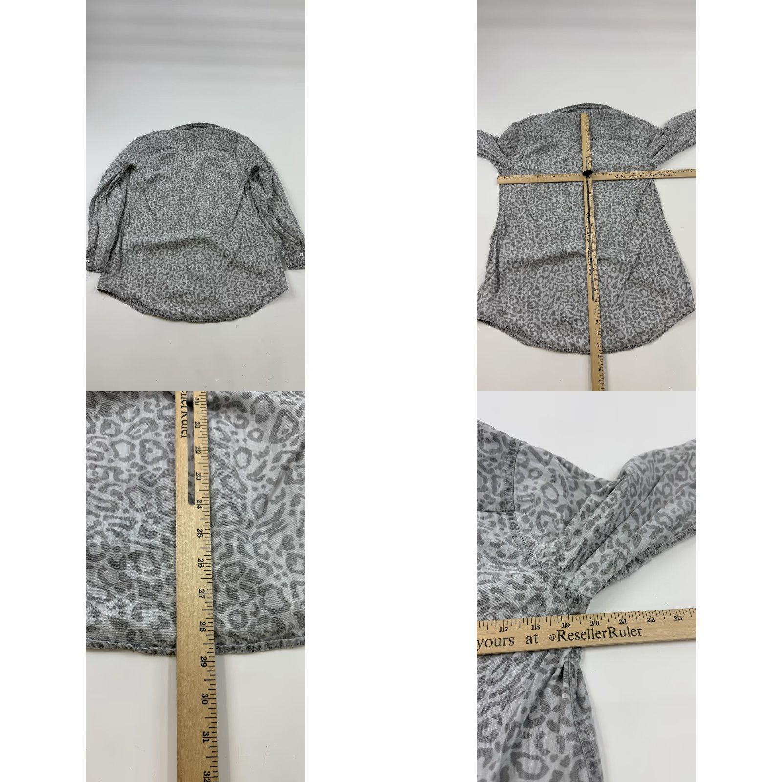 Soft Surroundings Soft Surroundings Shirt Women Medium Gray Leopard Print Lyocell Button-Up Top Womens Size M / US 6-8 / IT 42-44 - 8 Thumbnail