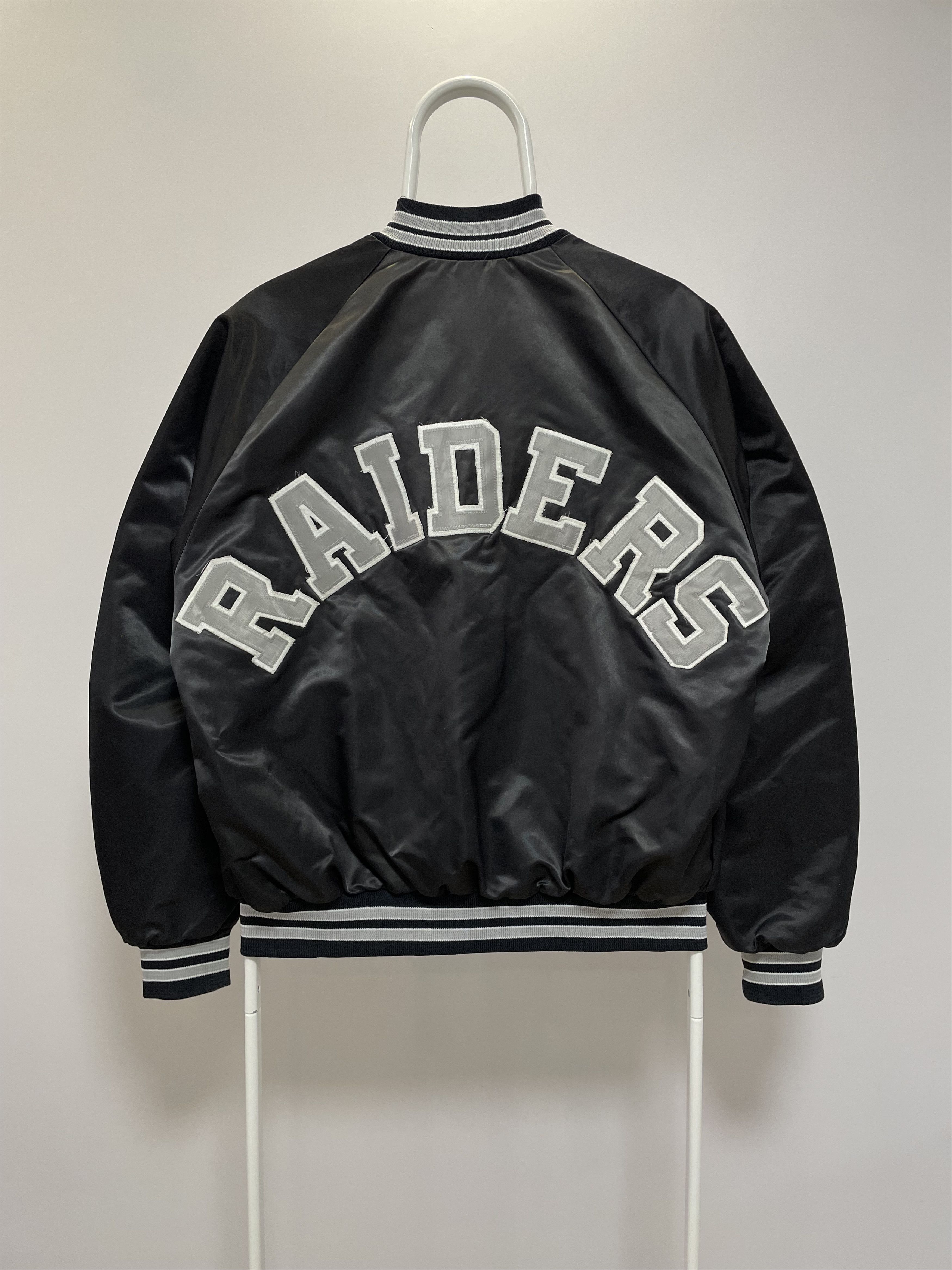 NFL RAIDERS Chalk Line NFL Vintage Bomber Satin Jacket 80s Rare Size US L / EU 52-54 / 3 - 3 Thumbnail