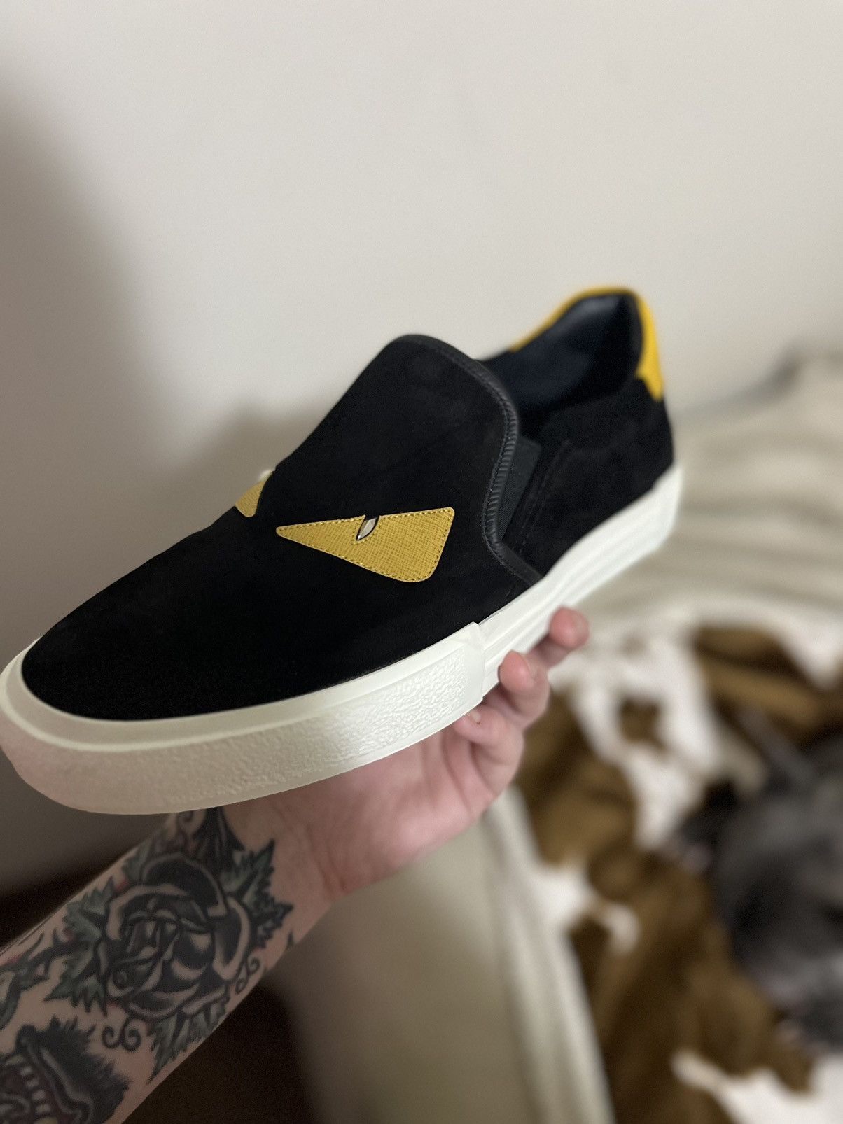 Fendi Mens Fendi Monster Bug Eye Slip-On Sneaker Size US 11 / EU 44 - 2 Thumbnail