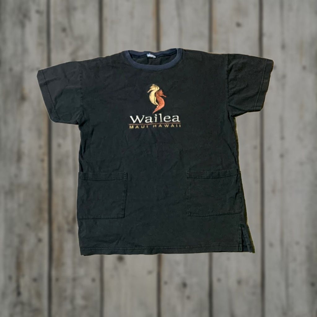 Doublet VINTAGE 90s Wailea Maui Hawaii Double Front Pocket Mens Large Black T Shirt Size US L / EU 52-54 / 3 - 1 Thumbnail