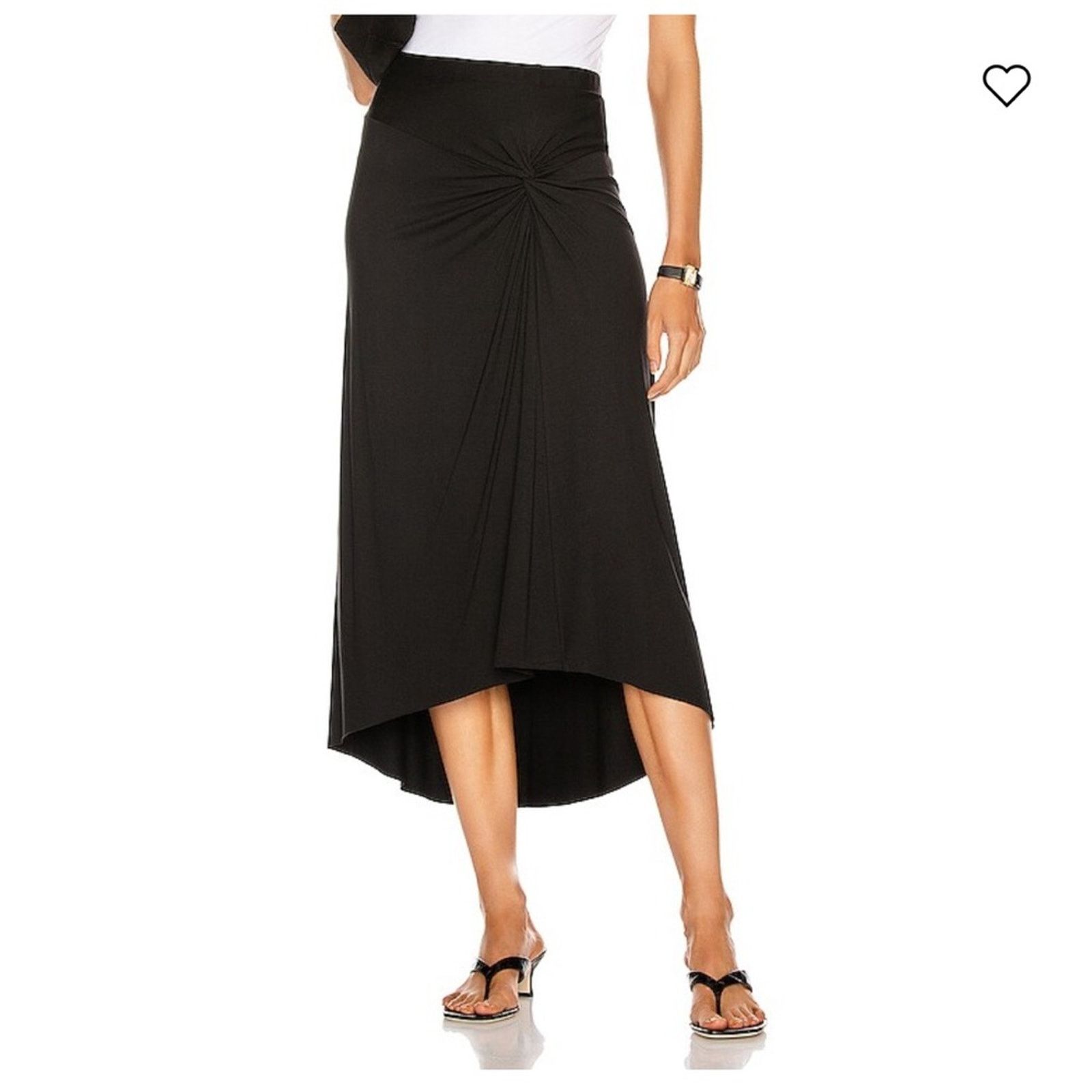 Enza Costa NEW Enza Costa $224 Matte Jersey Side Knot Skirt in Black XS Size 26" / US 2 / IT 38 - 2 Thumbnail