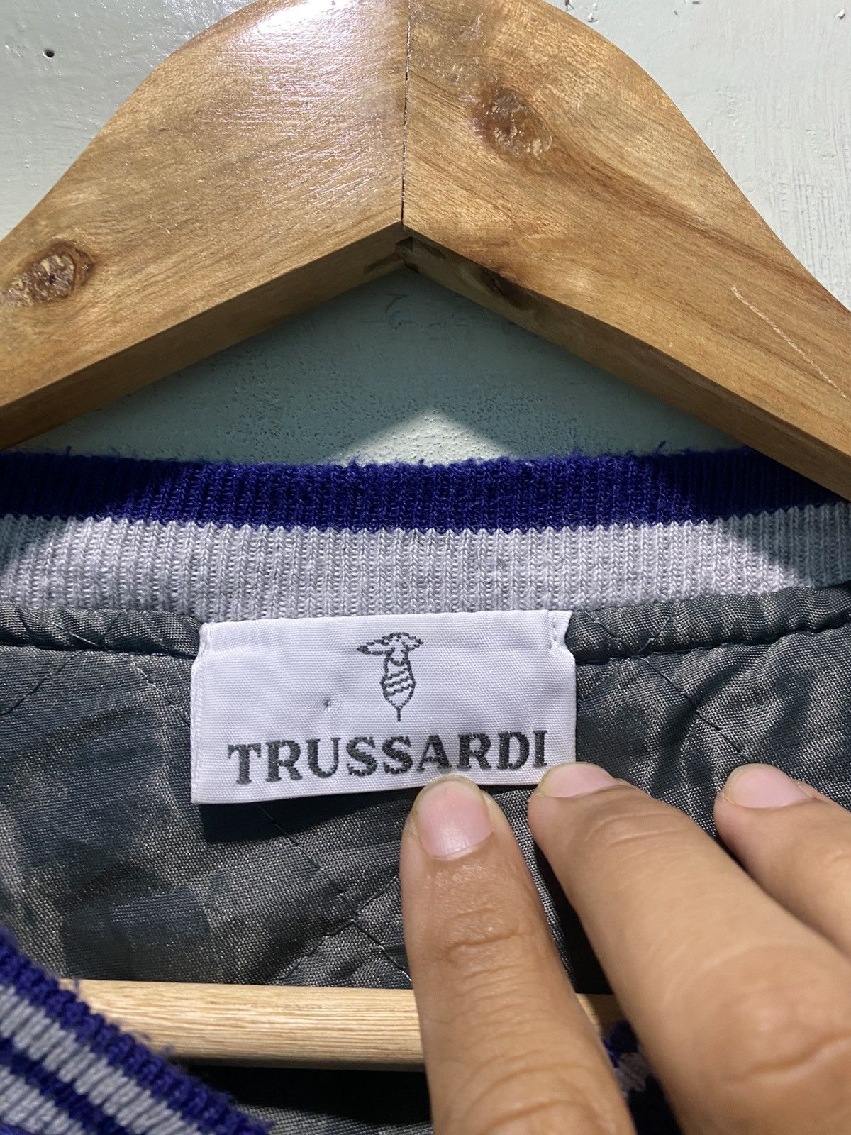 Trussardi Vintage Trussardi Varsity Big Logo Bomber Jacket Size US M / EU 48-50 / 2 - 8 Thumbnail