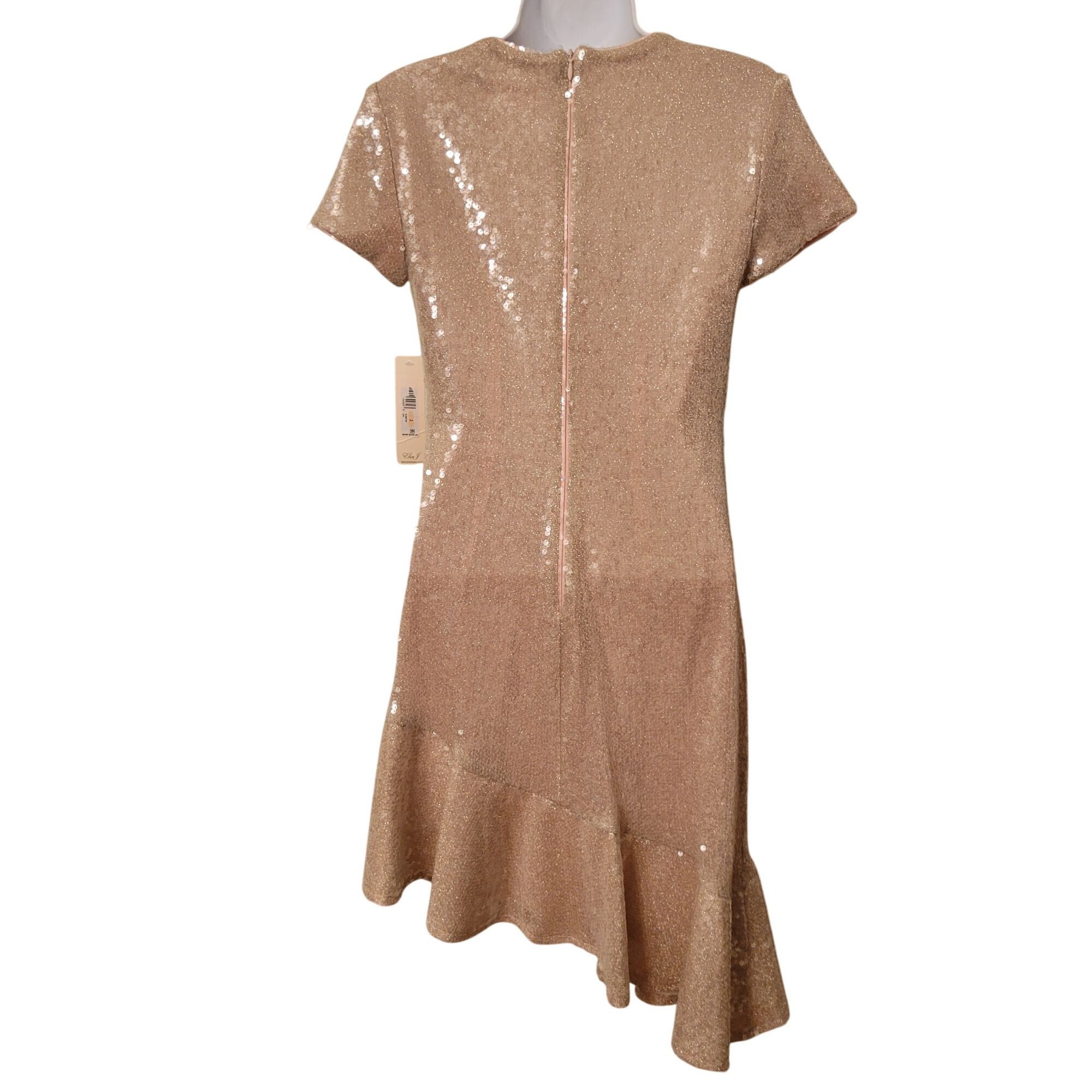 Other Eliza J 2 Sequined Short Sleeve Ruffle Asymmetrical Hem Cock Size XS / US 0-2 / IT 36-38 - 5 Thumbnail