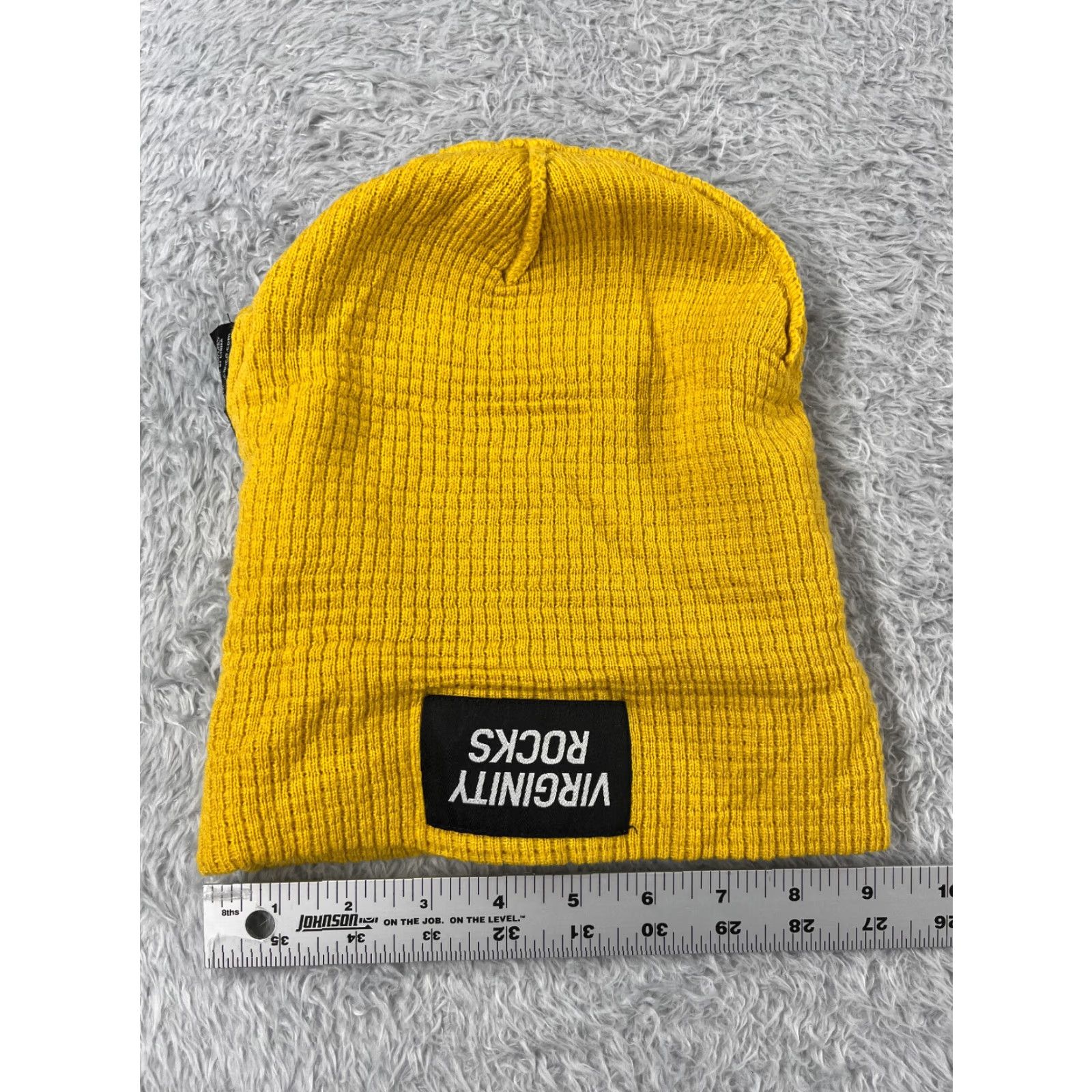 Vintage DannyDuncan69 Virginity Rocks Beanie Adult One Size Yellow Waffle Knit Acrylic Skate Size ONE SIZE - 4 Thumbnail