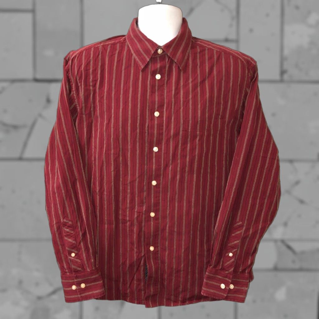 Vintage R & G Mens Red Stripe Cotton Button-Up Shirt Long Sleeve XL Casual Department Men Size US XL / EU 56 / 4 - 1 Thumbnail