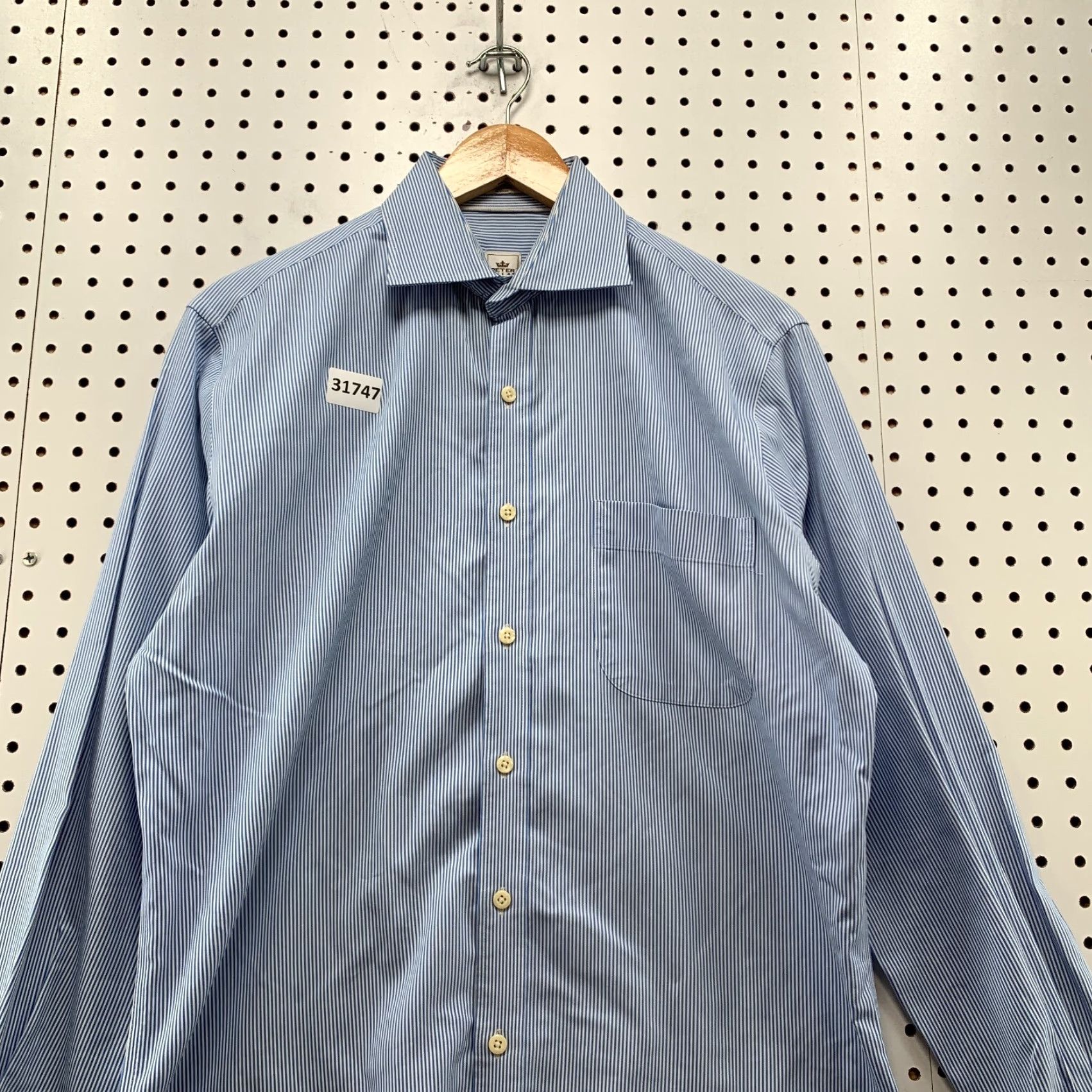 Peter Millar Peter Millar Button Shirt Mens Medium Blue White Striped Nanoluxe Casual Shirt Mens M Regular Blue Striped 22.5x32 Size US M / EU 48-50 / 2 - 5 Thumbnail
