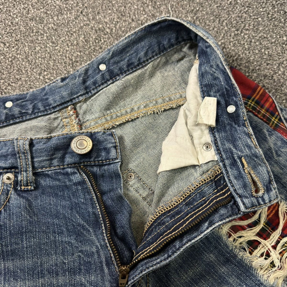 Japanese Distressed Plaid Patchwork Hysteric Glamour Style