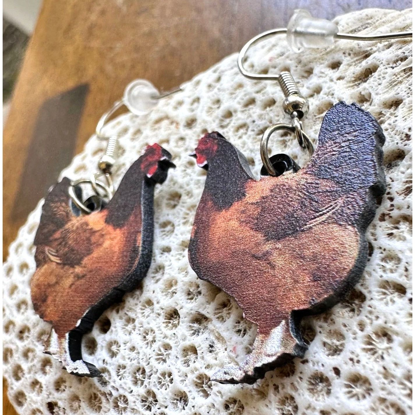 Handmade Rooster Earrings Chicken Farm Animal Eggs Pet New Hens Farme Size ONE SIZE - 11 Thumbnail