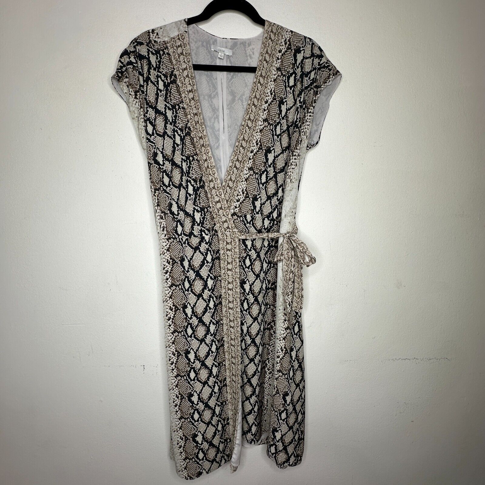 Joie Joie Porcelain Bethwyn C Snakeskin Wrap A-Line Dress SM Size S / US 4 / IT 40 - 2 Thumbnail