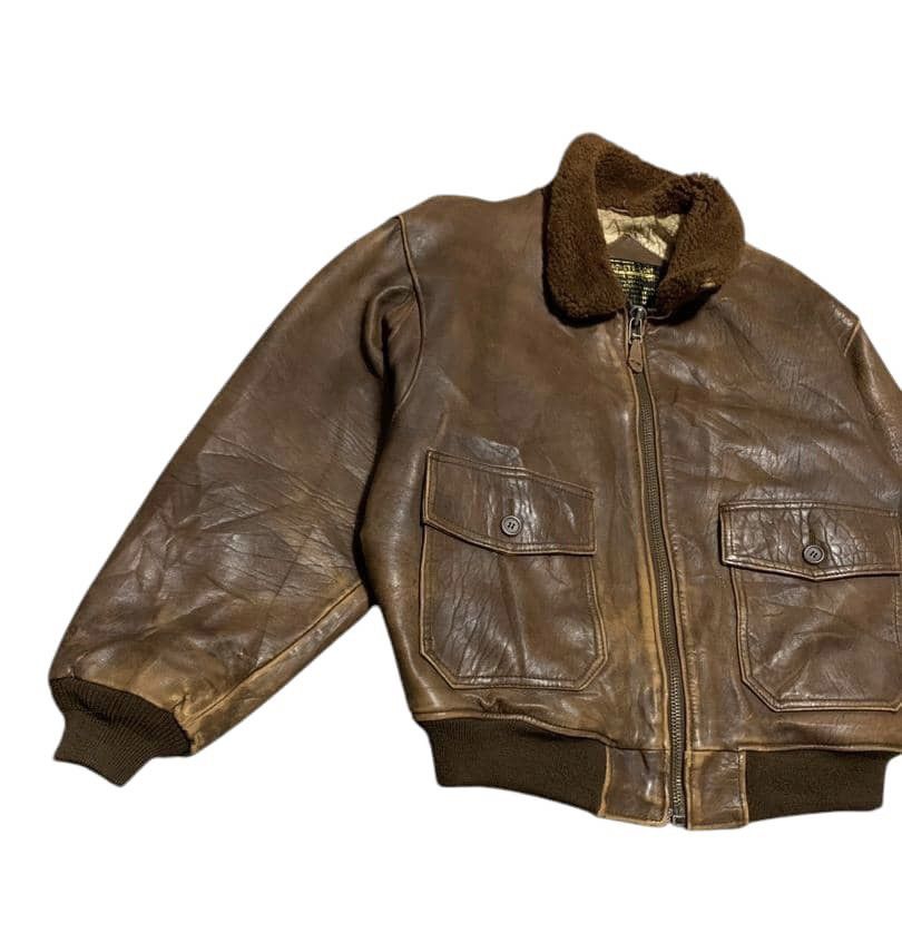 Vintage Vintage Military Leather Bomber Jacket Size US L / EU 52-54 / 3 - 2 Thumbnail