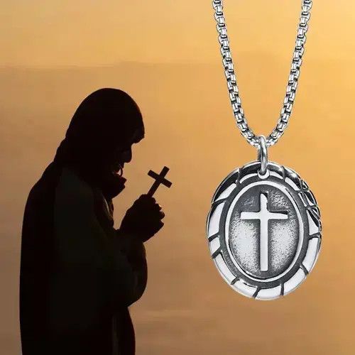 Anime x Jewelry Cross Pendant Necklaces in Silver, Men's