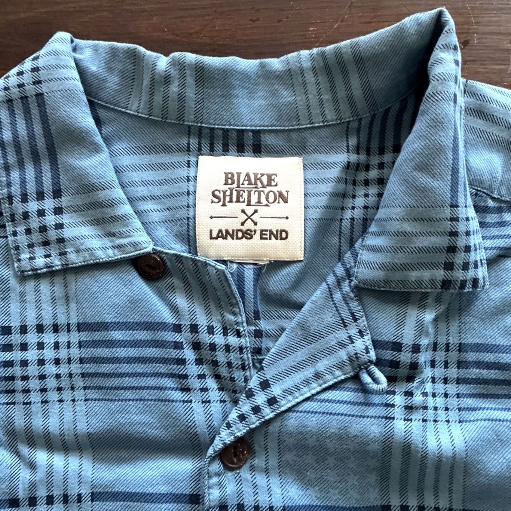Lands' End Lands' End Blake Shelton Short Sleeve Button-Up Men Large Blue Striped Flannel A3 Size US L / EU 52-54 / 3 - 6 Thumbnail