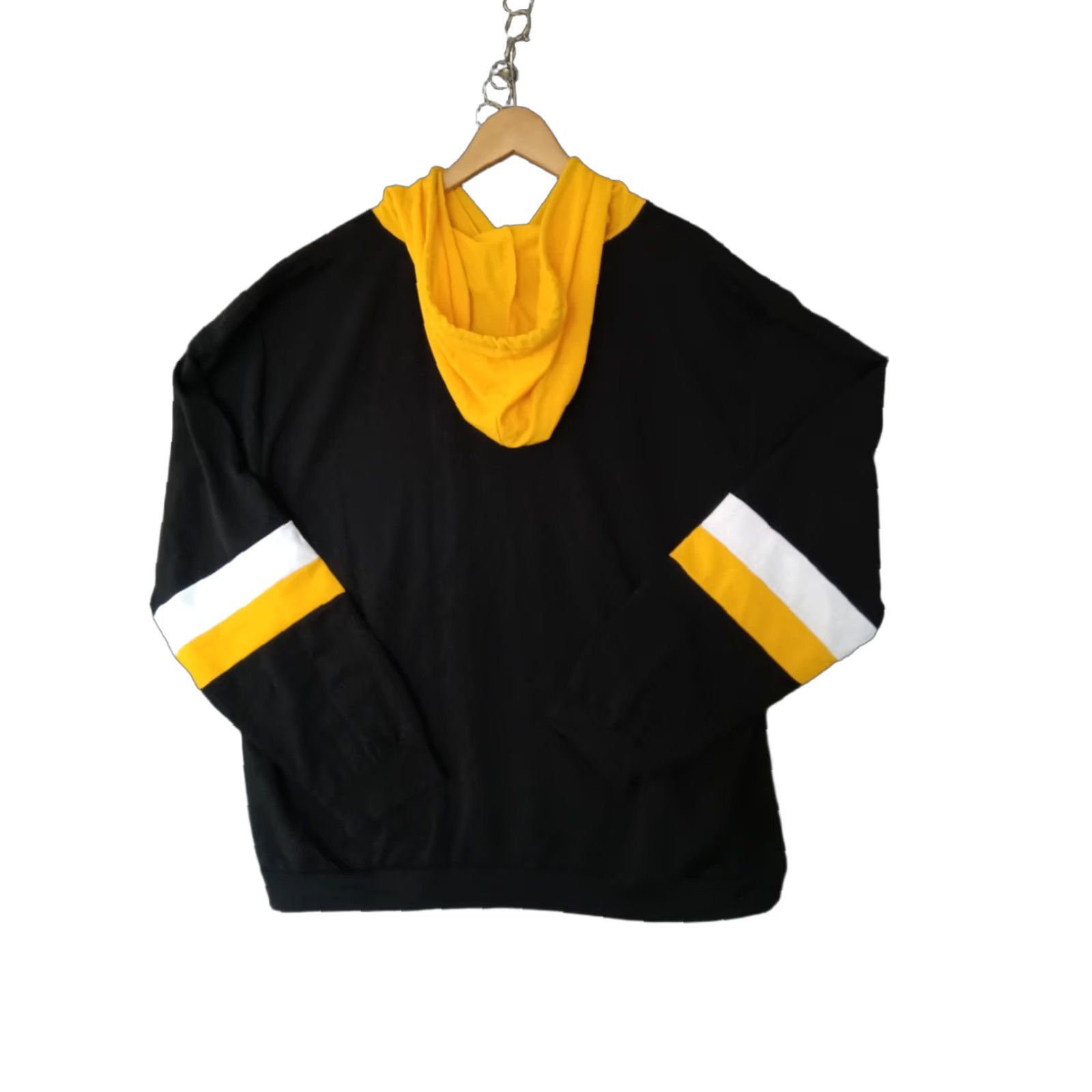 Shein SheIn EZwear Hoodie XL Werewolf Embroidered Pocketed Striped Drawstring Black Men Pullover Long Sleeve Size ONE SIZE - 1 Thumbnail