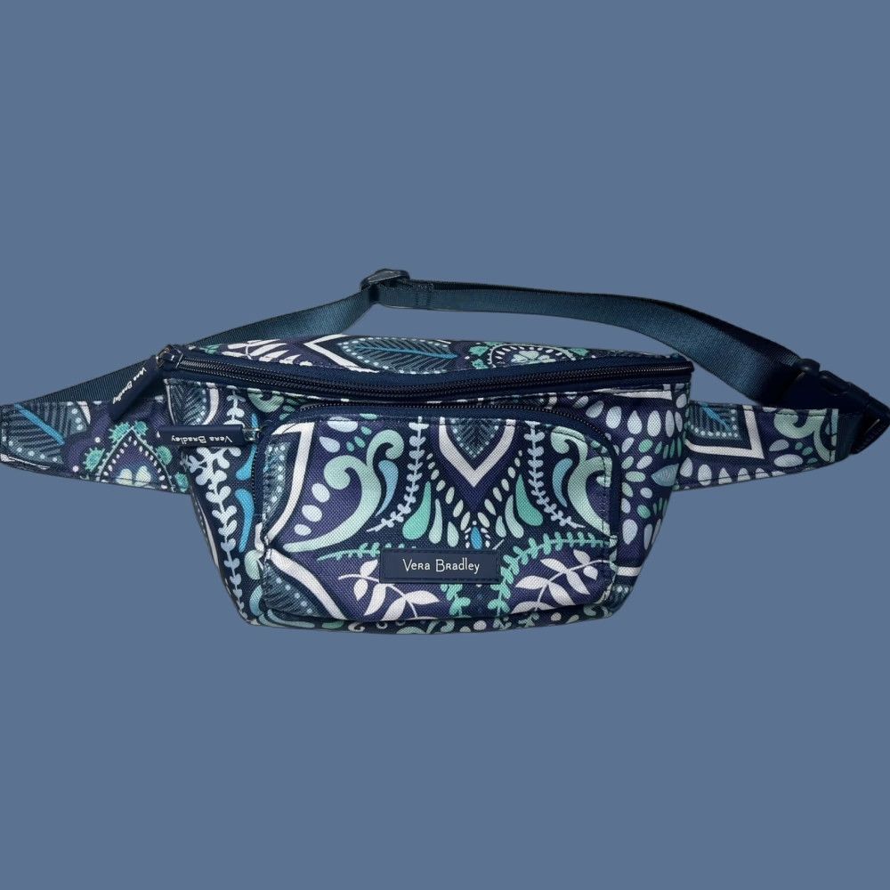 Vera Bradley Vera Bradley Designs Fanny Pack Multicolor Blues & Teal Paisley Quilted Belt Bag & Fanny Pack Women Small USA Quilted Lightweight Casual 11.5” x 5” Size ONE SIZE - 1 Thumbnail
