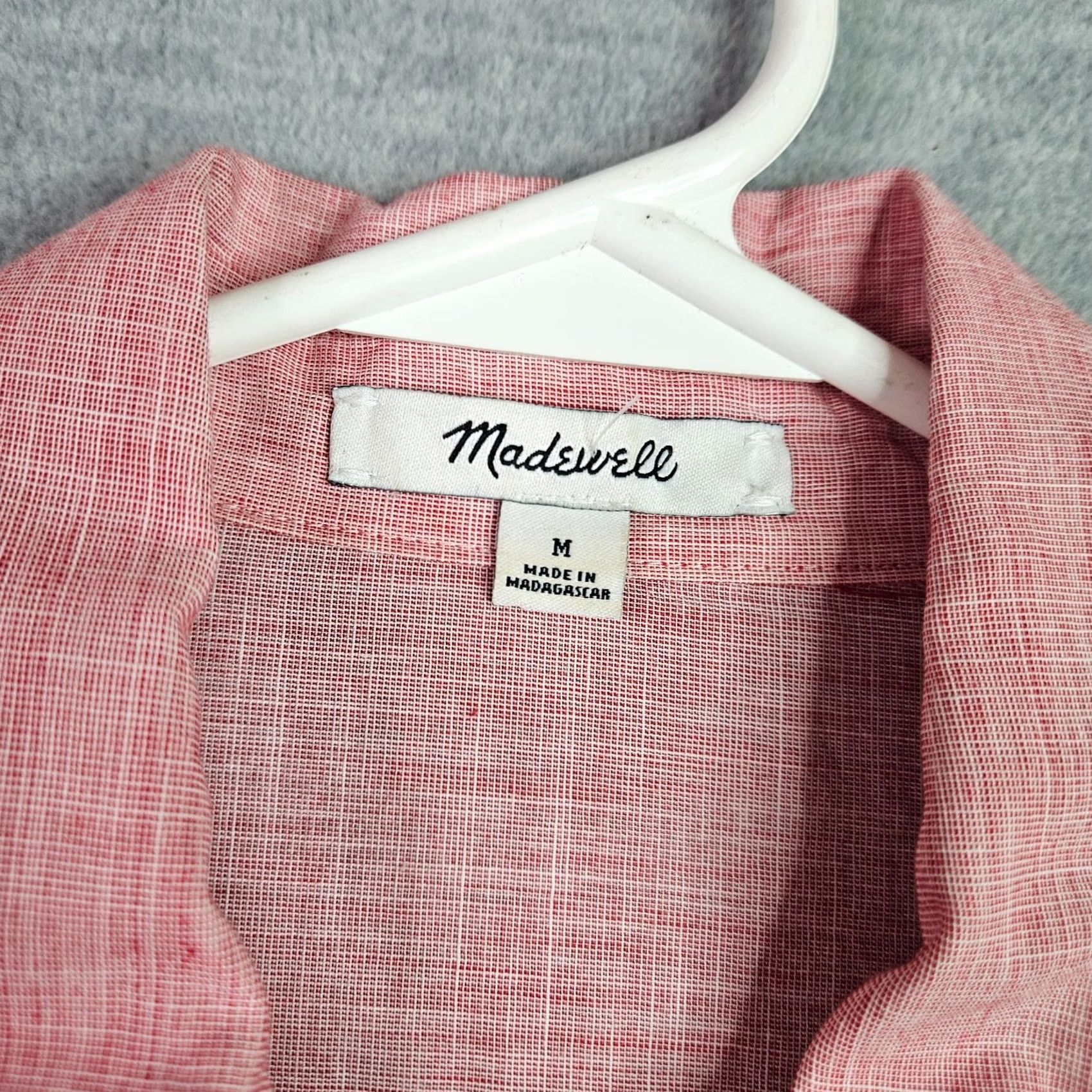 Madewell Madewell Linen Blend Short Sleeve Button Down Women's M Pink Solid Button-Up Casual 90s? Size 32" / US 10 / IT 46 - 5 Thumbnail
