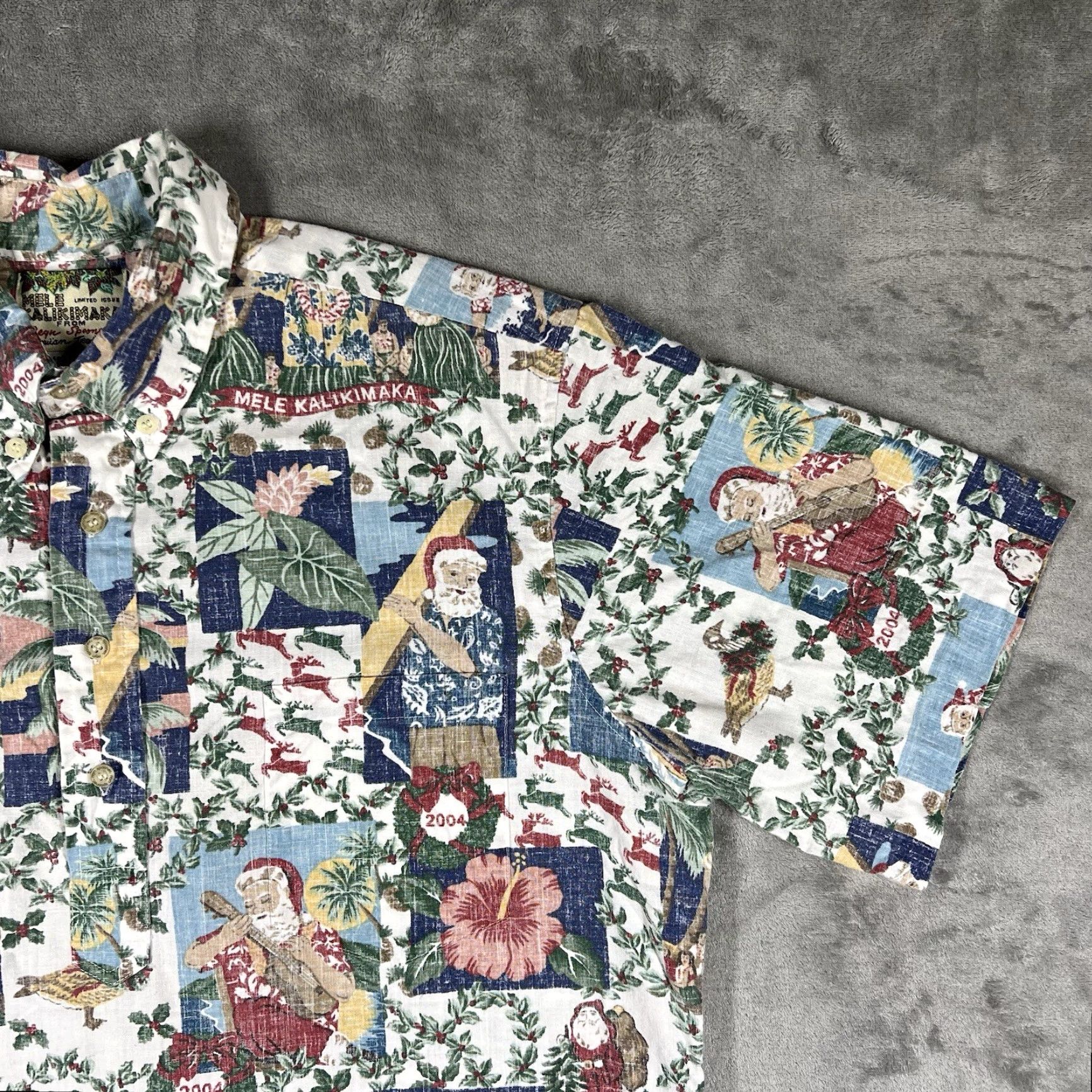 Reyn Spooner VINTAGE Reyn Spooner Mele Kalikimaka Mens Large 1/4 Button Up Hawaiian Shirt Floral Santa Christmas Surf Aloha 2004 Boys/Girls? Size US L / EU 52-54 / 3 - 4 Thumbnail