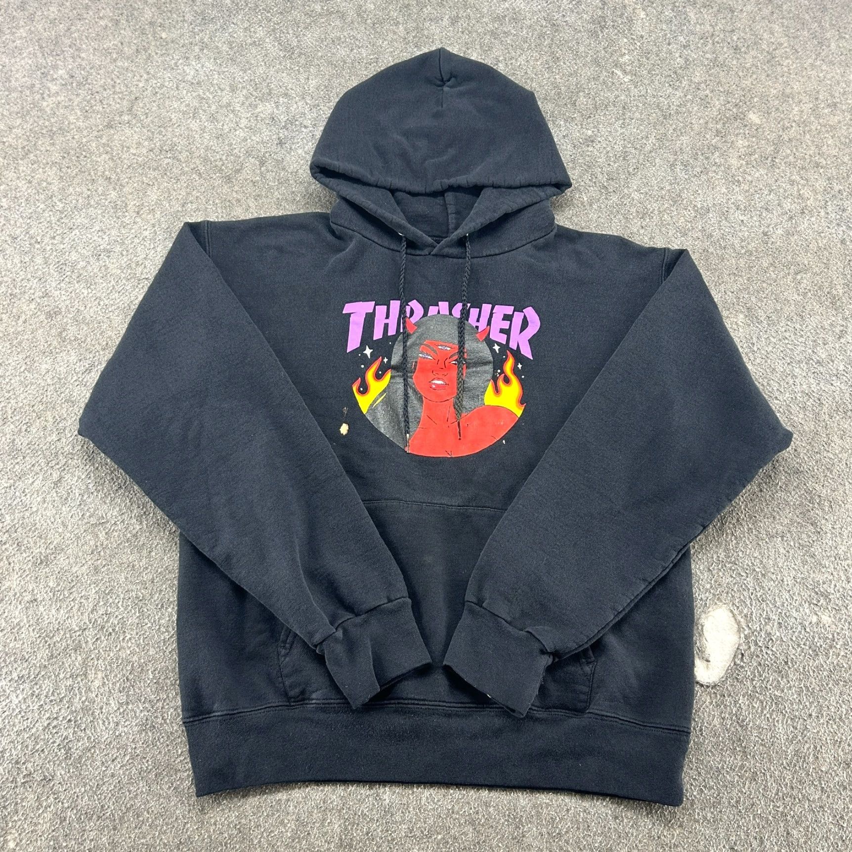 Thrasher VINTAGE Thrasher Hoodie Mens S Black Pullover Crew Neck Logo Skateboarding 90s? Size US S / EU 44-46 / 1 - 2 Thumbnail