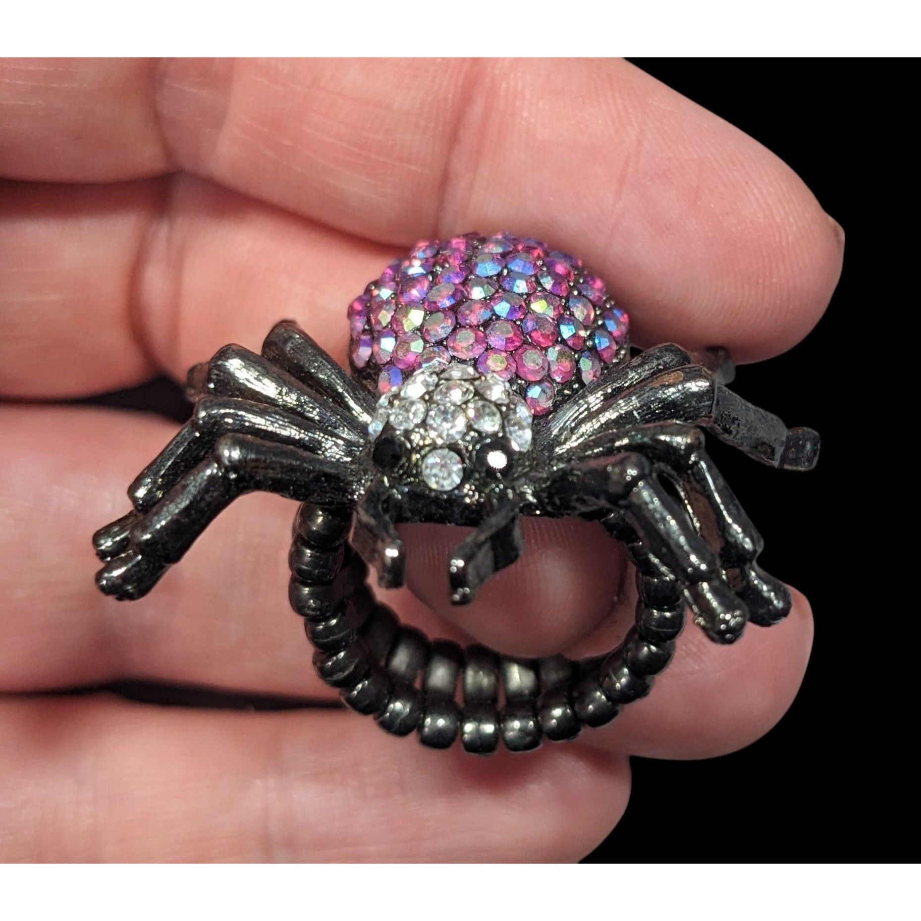 Other Glam Goth Spider Hinge Bracelet Ring Attached With Chain Size ONE SIZE - 6 Thumbnail