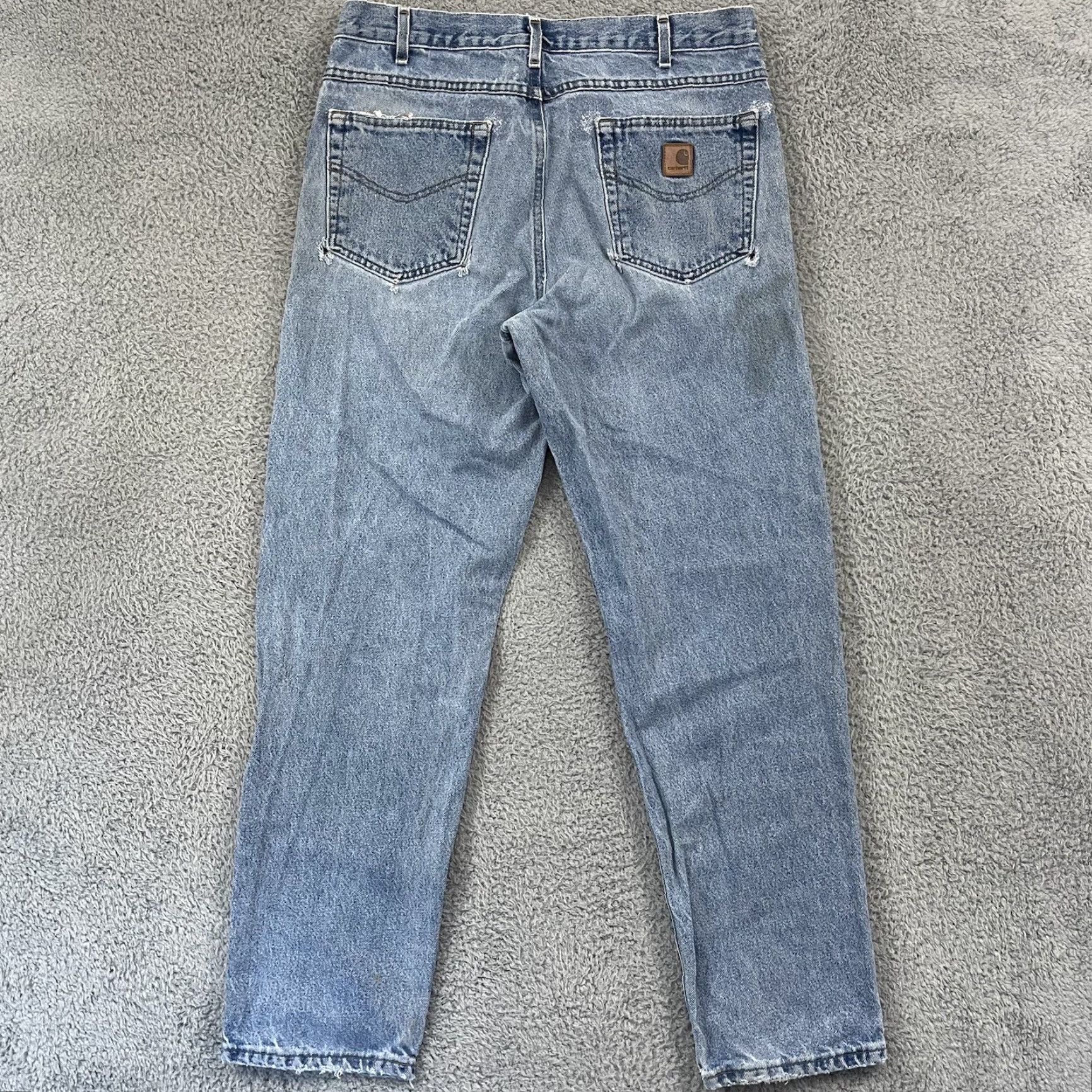 Carhartt VINTAGE Carhartt Jeans Men’s 34x32 Blue Denim Straight Leg 5-Pocket Workwear Logo USA 90s Mens Jeans Size US 34 / EU 50 - 7 Thumbnail