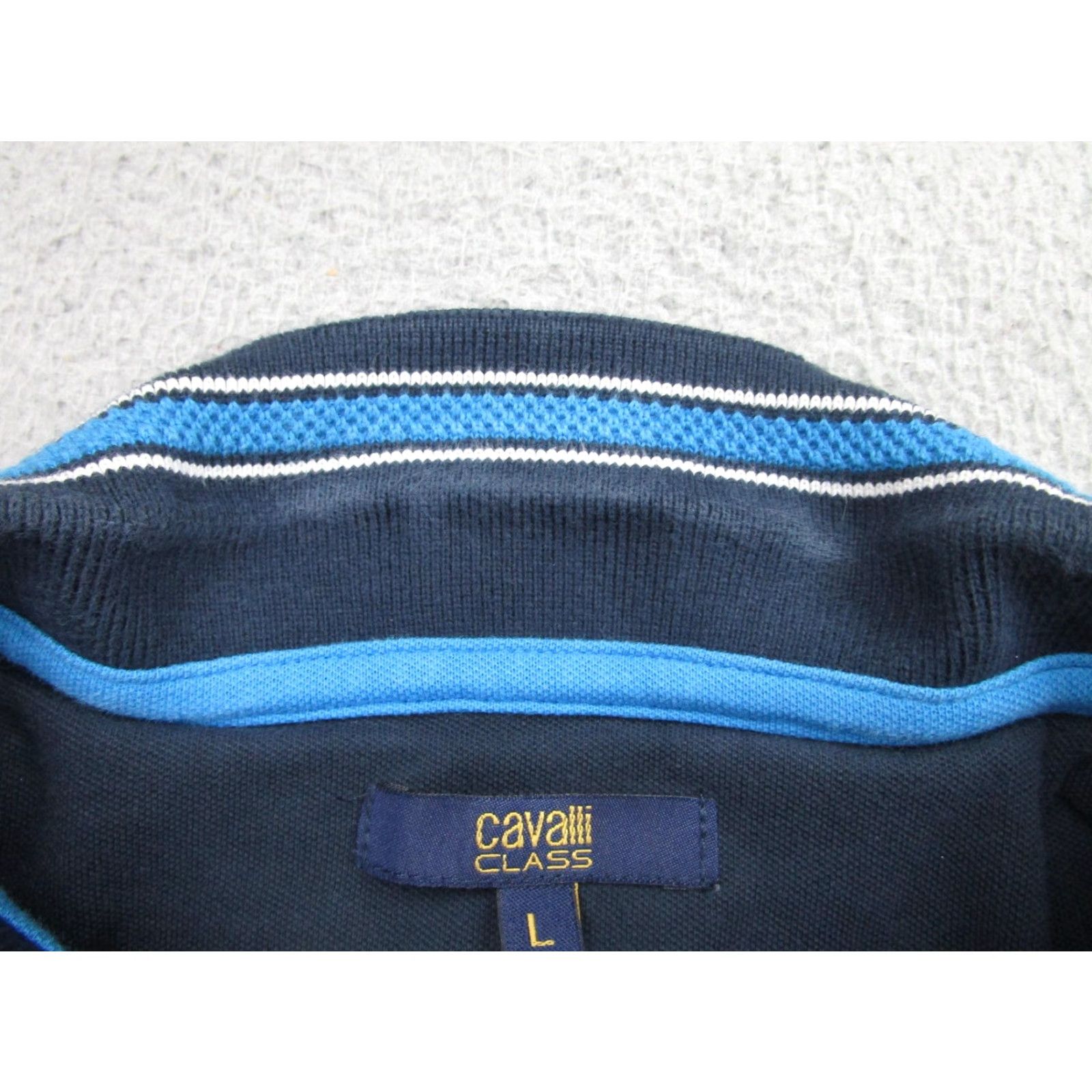 Cavalli Class Cavalli Class Polo Shirt Mens Large Blue Short Sleeve Striped Collar Embroidered Size US L / EU 52-54 / 3 - 6 Thumbnail